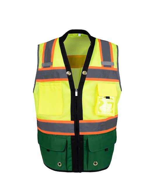 Safety Depot SV544-GR High Visibility Two-Toned Class 2 Safety Vest - ANSI Certified for Construction, Road Work & Emergency Response