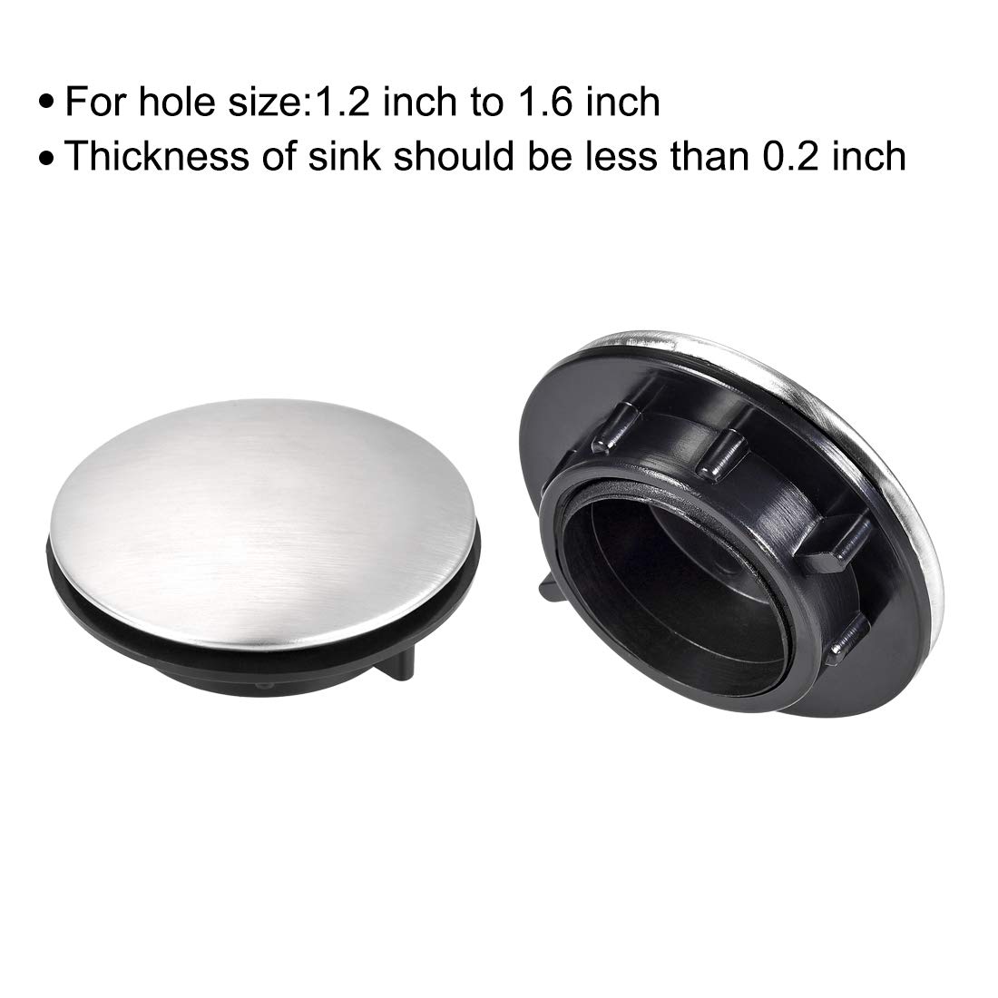 Stainless Steel Faucet Hole Cover for 1.2-1.6 Inch Sink - 2 Pack Kitchen Sink Tap Hole Plugs - Perfect for Bathroom, Kitchen & RV Sink Maintenance