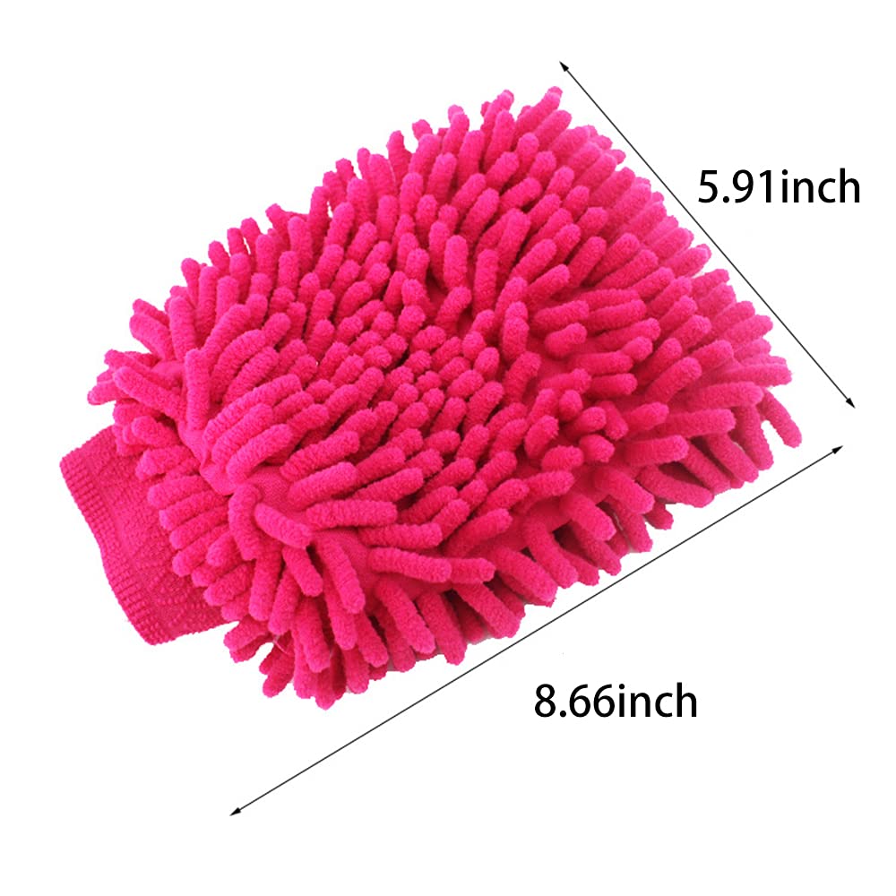 5 Pack Chenille Microfiber Car Wash Mitts - Double Sided Washing Gloves for Scratch-Free Cleaning - Perfect for Cars, Trucks, SUVs & Motorcycles