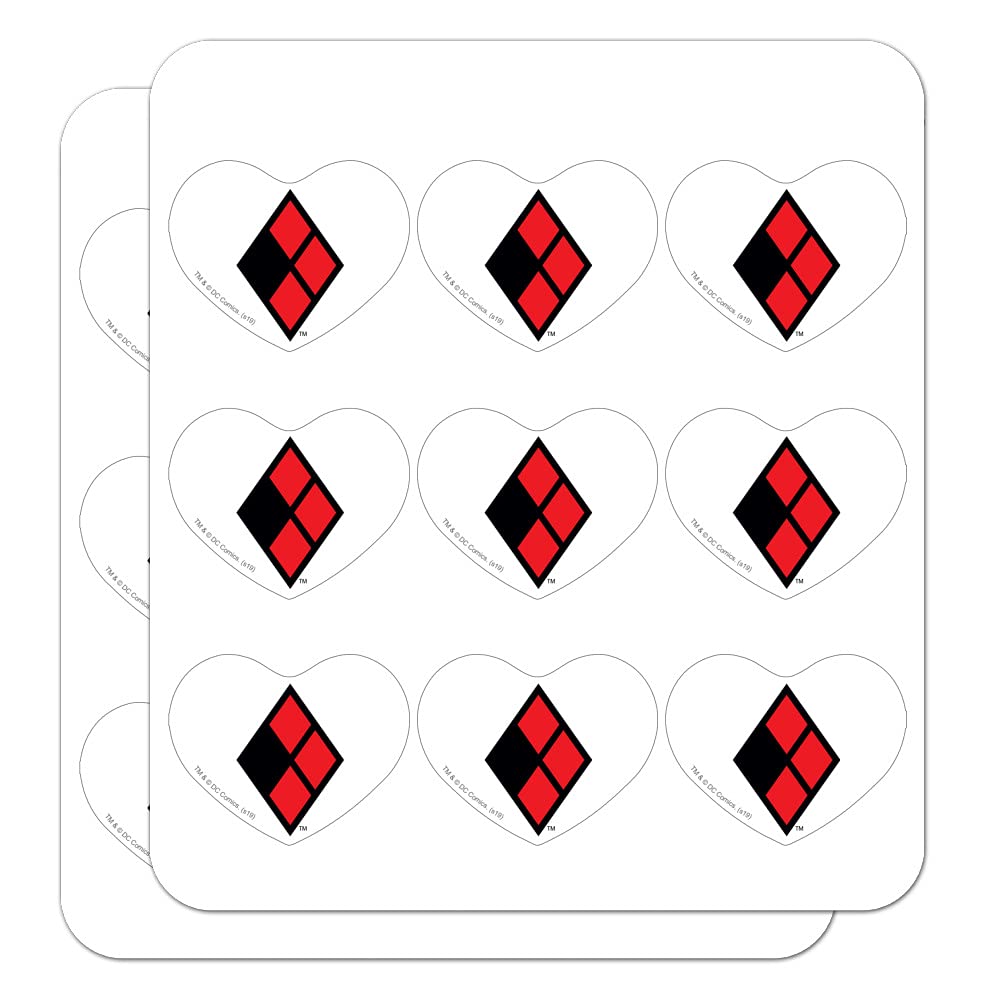Harley Quinn Diamond Logo Heart Shaped Planner Stickers - Scrapbook, Journal, Calendar & DIY Craft Decoration Supplies for Bullet Journals, Scrapbooking, Gift Wrapping & Party Decorations