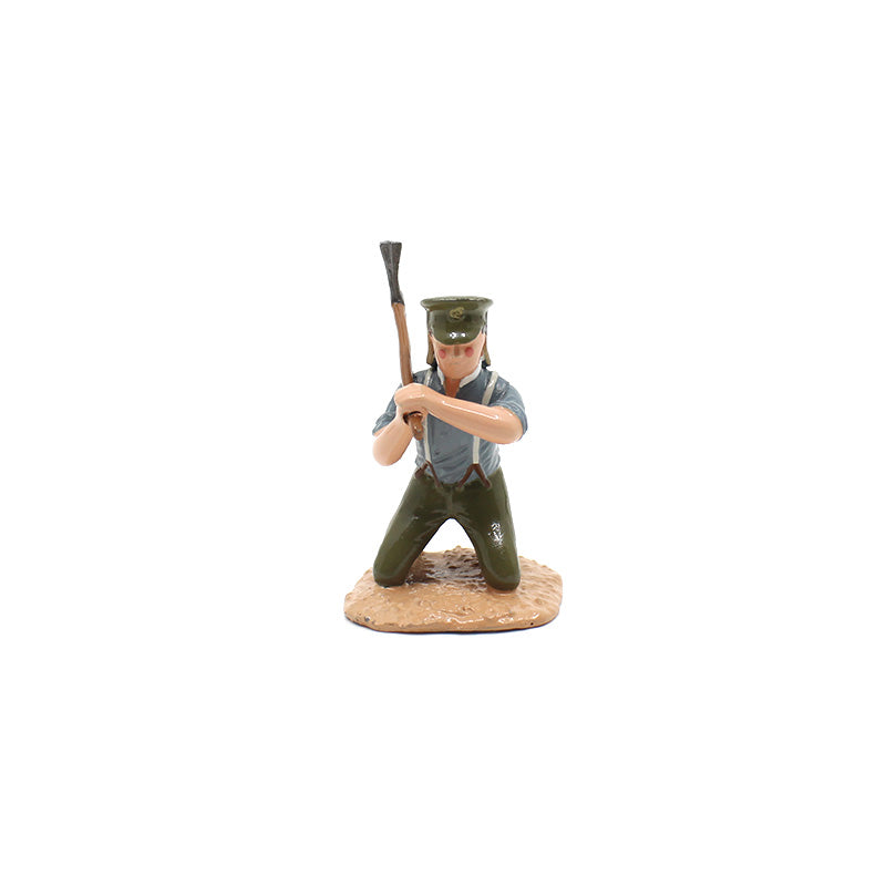 New Zealand Army Soldier Kneeling with Entrenching Tool - WW2 Military Collectible & Reenactment Gear - Perfect for History Buffs & War Reenactors