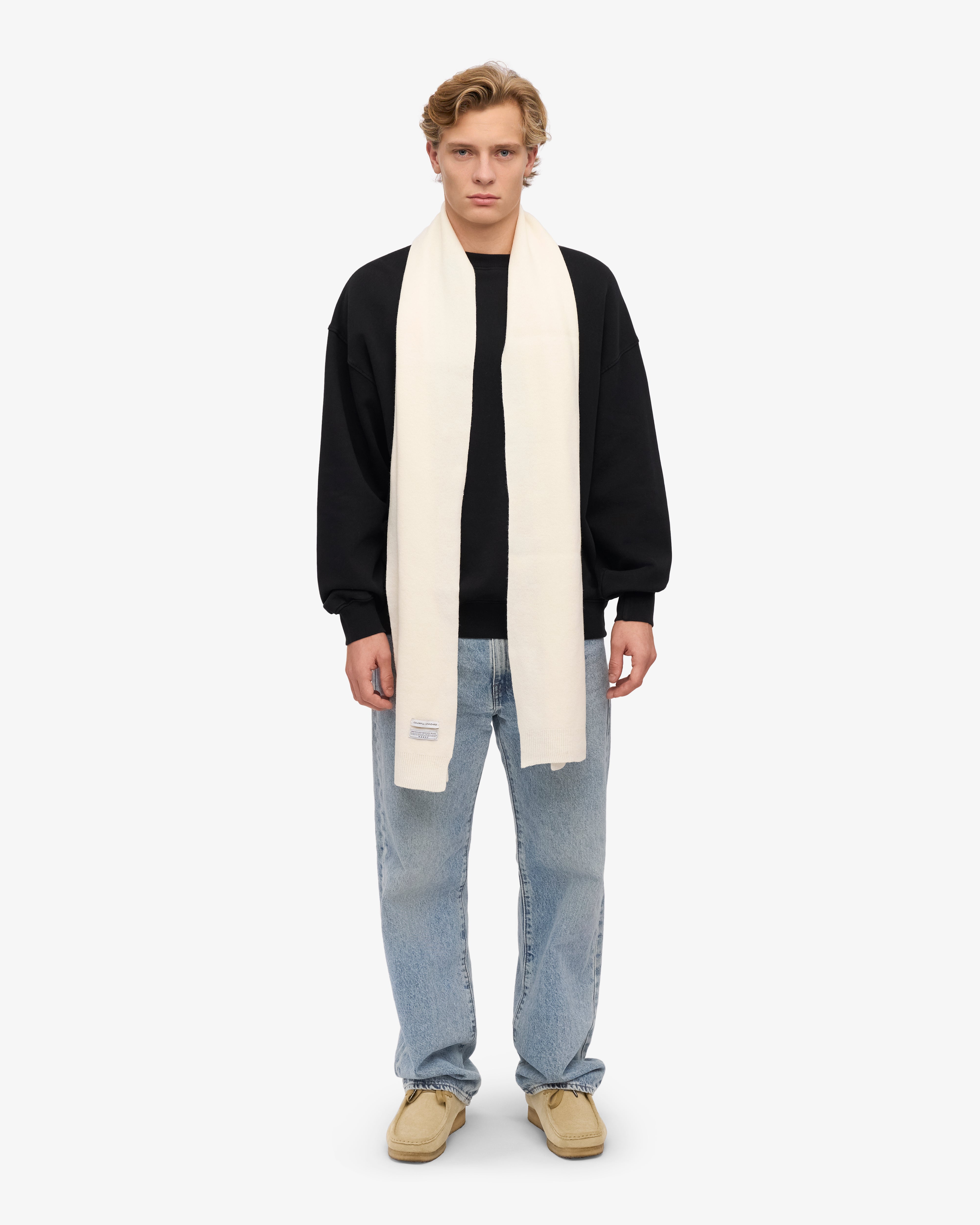 Premium Merino Wool Scarf - Soft & Warm Winter Accessory for Men & Women - Optical White - Perfect for Cold Weather, Travel & Outdoor Activities