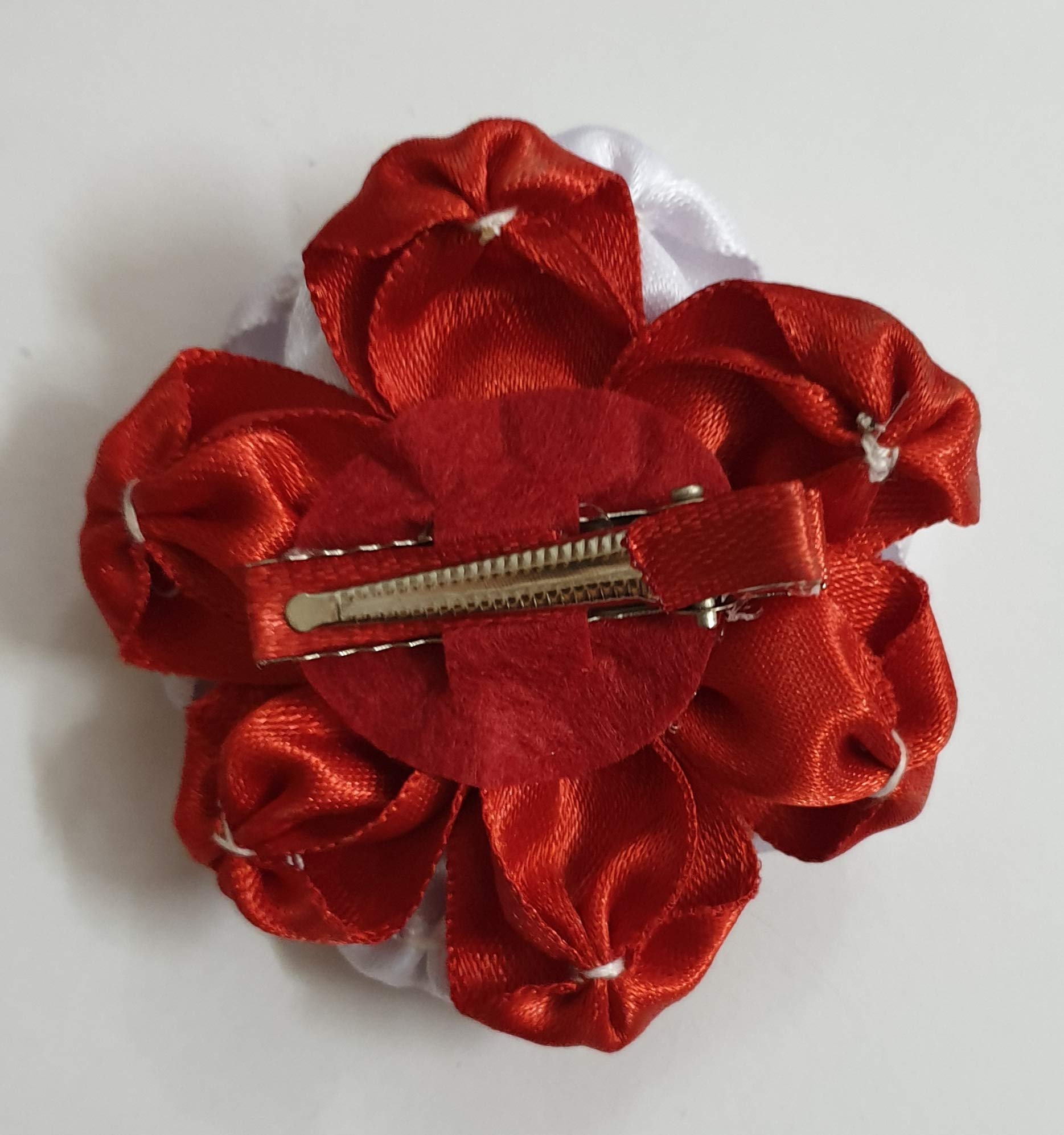 Belleza Creative Red and White Floral Hair Clip with Small Accent Flower - Pack of 2 | Perfect for Weddings, Parties & Everyday Hair Accessories