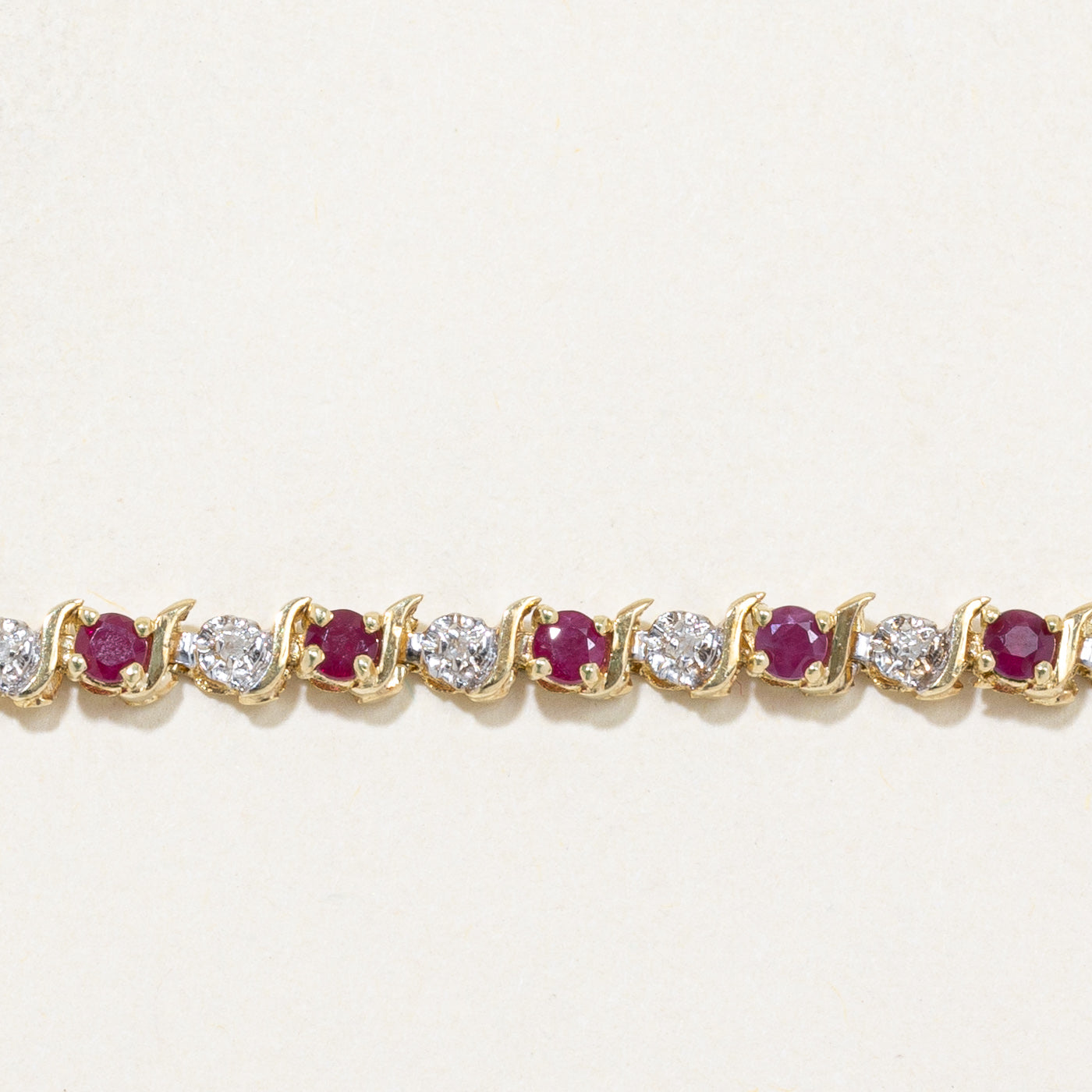 Elegant Ruby & Diamond Tennis Bracelet - 1.87ctw Total Gemstones, 0.11ctw Diamonds, 7 Inches - Perfect for Weddings, Anniversaries & Special Occasions