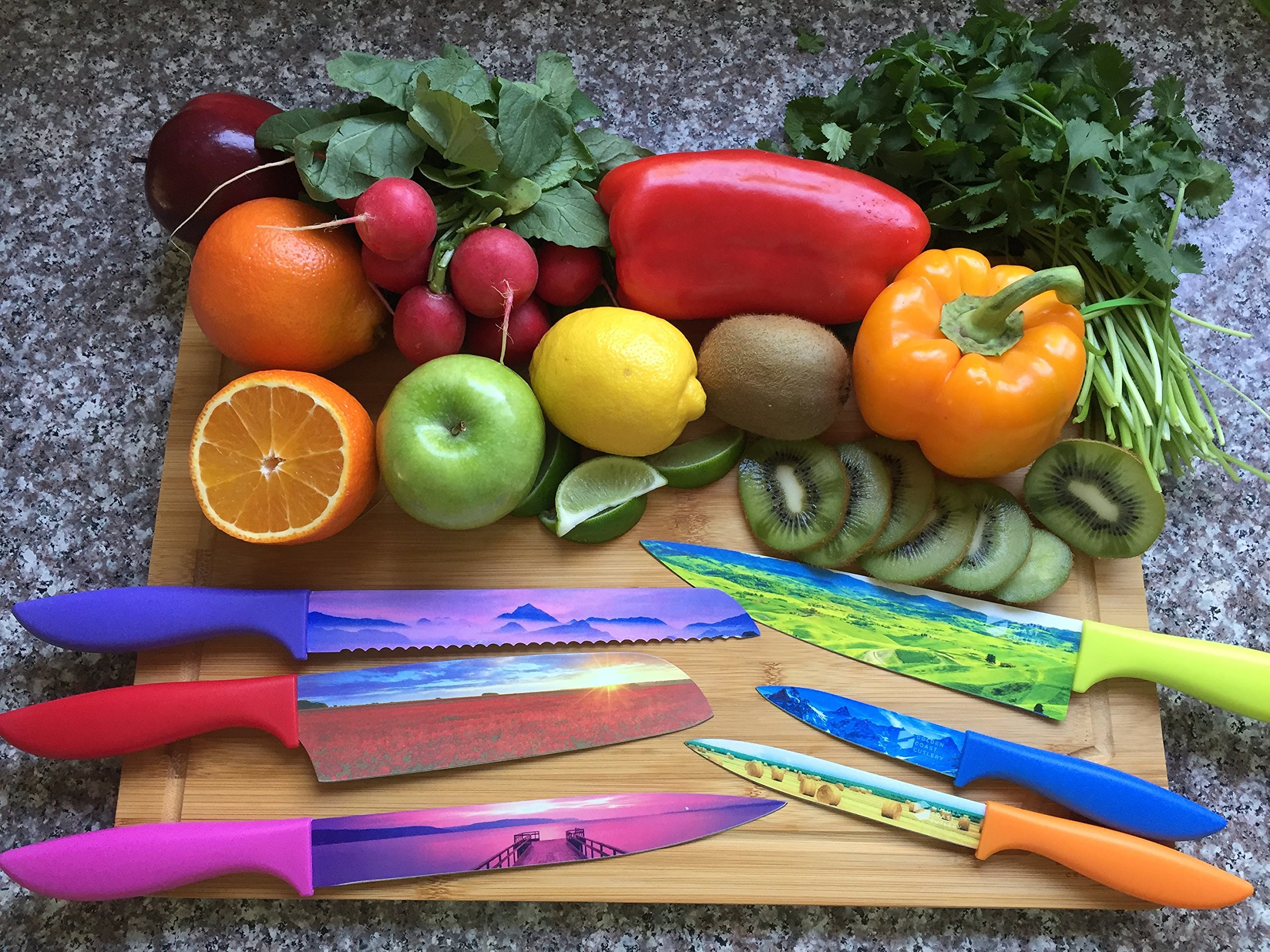 Premium 5-Piece Colored Kitchen Chef Knife Set - Razor Sharp Stainless Steel Cooking Knives with Ergonomic Handles, Non-Stick Coating & Gift Box - Perfect for Home Chefs, Cooking Enthusiasts & Gift Giving