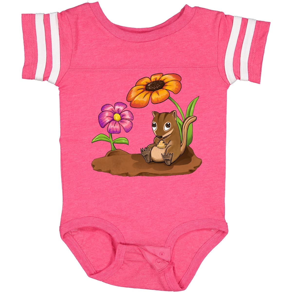 Inktastic Adorable Chipmunk on Lunch Break with Flowers Baby Bodysuit - Soft Cotton Onesie for Newborns & Infants - Perfect for Playdates, Daycare & Family Photos