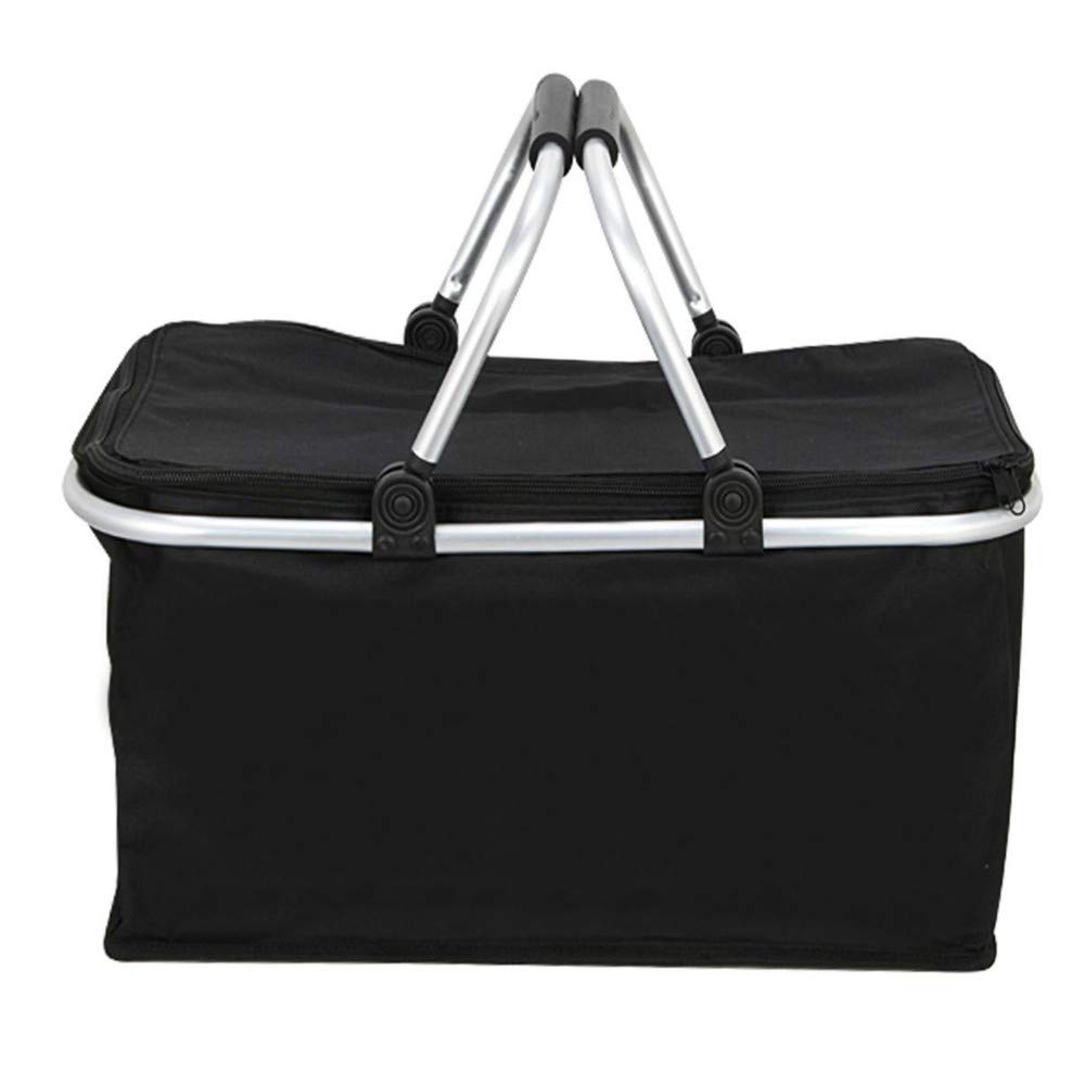 Insulated Folding Picnic Basket with Cooler - Portable Camping Hamper Storage Bag for Outdoor Picnics, Beach Trips & Tailgating Parties