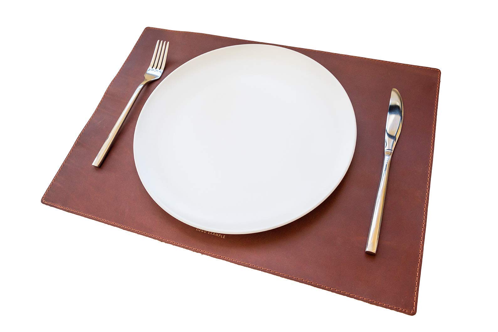 Brown Leather Placemats with Stitching - Heat Resistant Table Mats Set for Dining, Rustic Farmhouse Decor, Washable & Durable Plate Mats for Everyday Use, Dinner Parties & Holiday Tablescapes