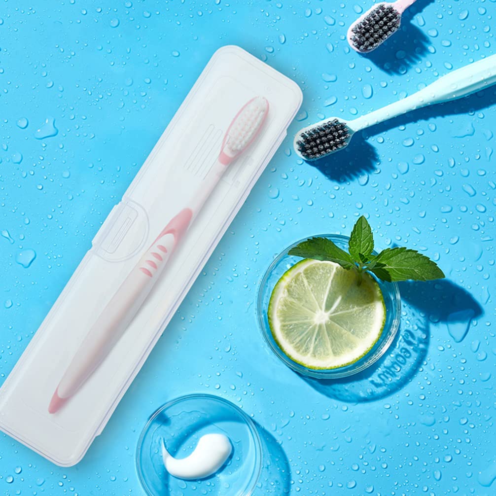 Healifty 2-Pack Travel Toothbrush Case with Toothpaste Holder - Compact Plastic Toothbrush Container for Travel, Camping & Gym - White PP Material (Pencil Case Style)