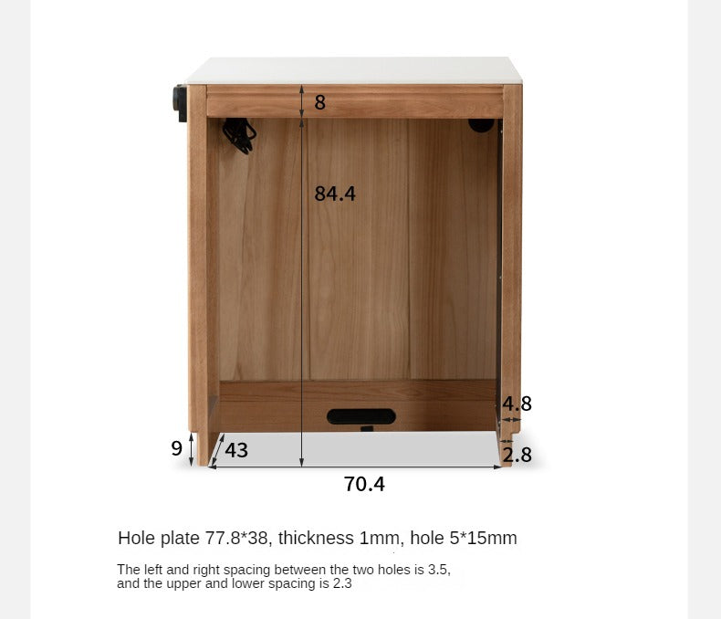 Solid Oak Wood Rock Plate Island - Multi-Functional Dining Sideboard for Kitchen, Dining Room & Living Room Storage