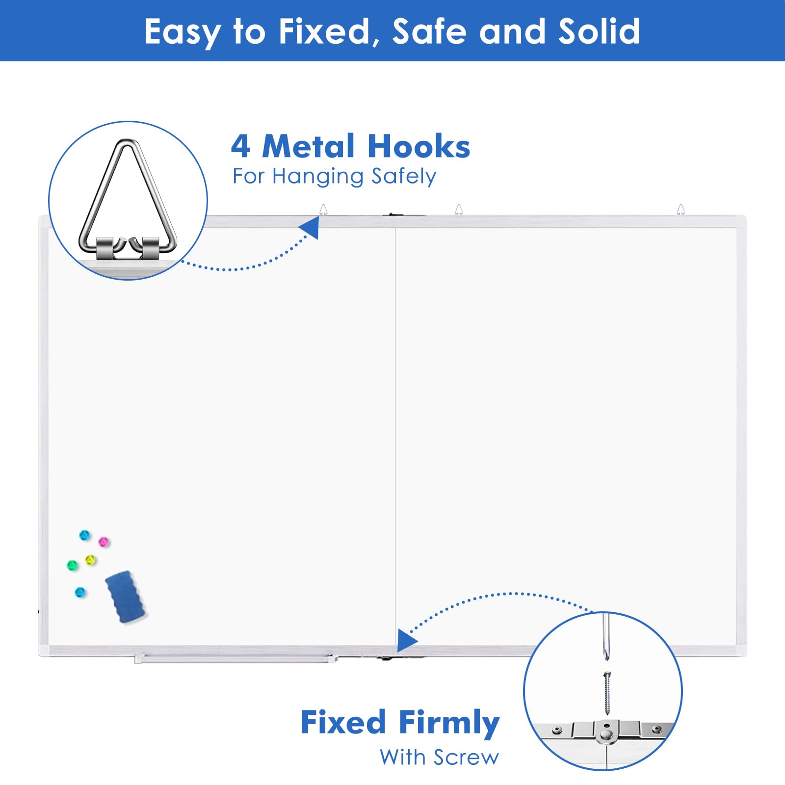 Maxtek 60x48 Inch Large Magnetic Whiteboard - Aluminum Dry Erase Board for Wall Mounting with Pen Tray | Perfect for School, Classroom, Office & Home | Presentation, Teaching, Meeting & Note-Taking Essential