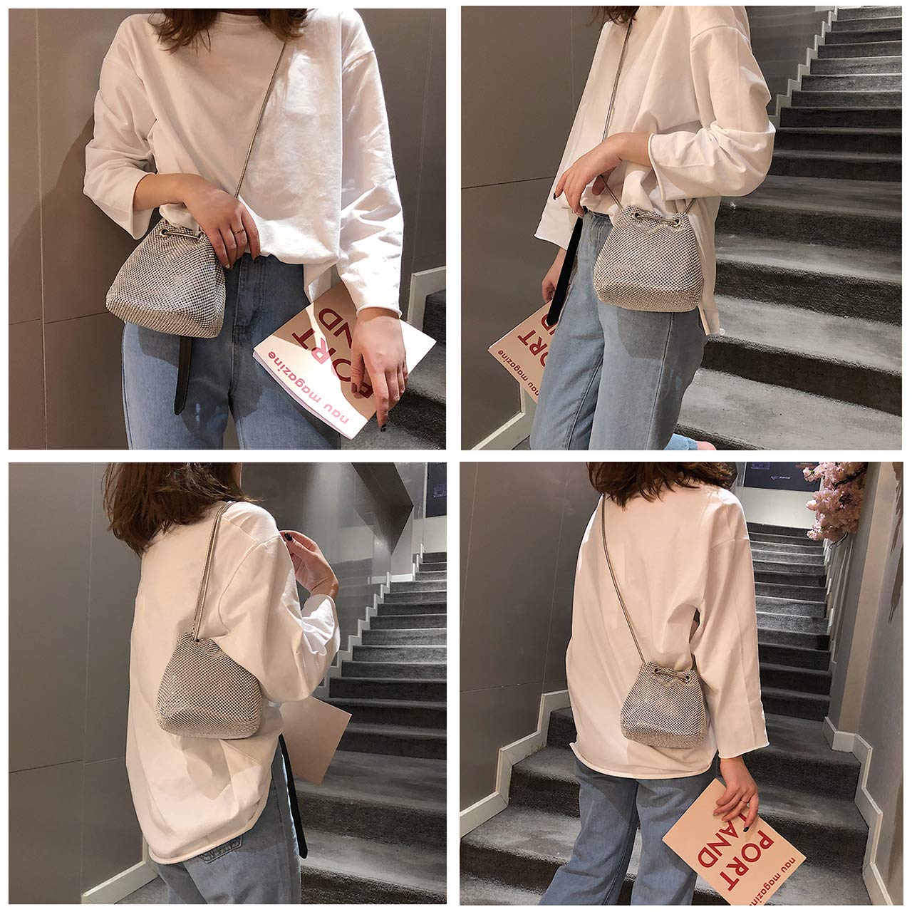 Sparkling Rhinestone Crystal Clutch Bag for Women - Elegant Mini Evening Purse for Party, Prom & Wedding - Small Shoulder Crossbody Bucket Bag | Perfect for Cocktail Events, Date Nights & Formal Occasions