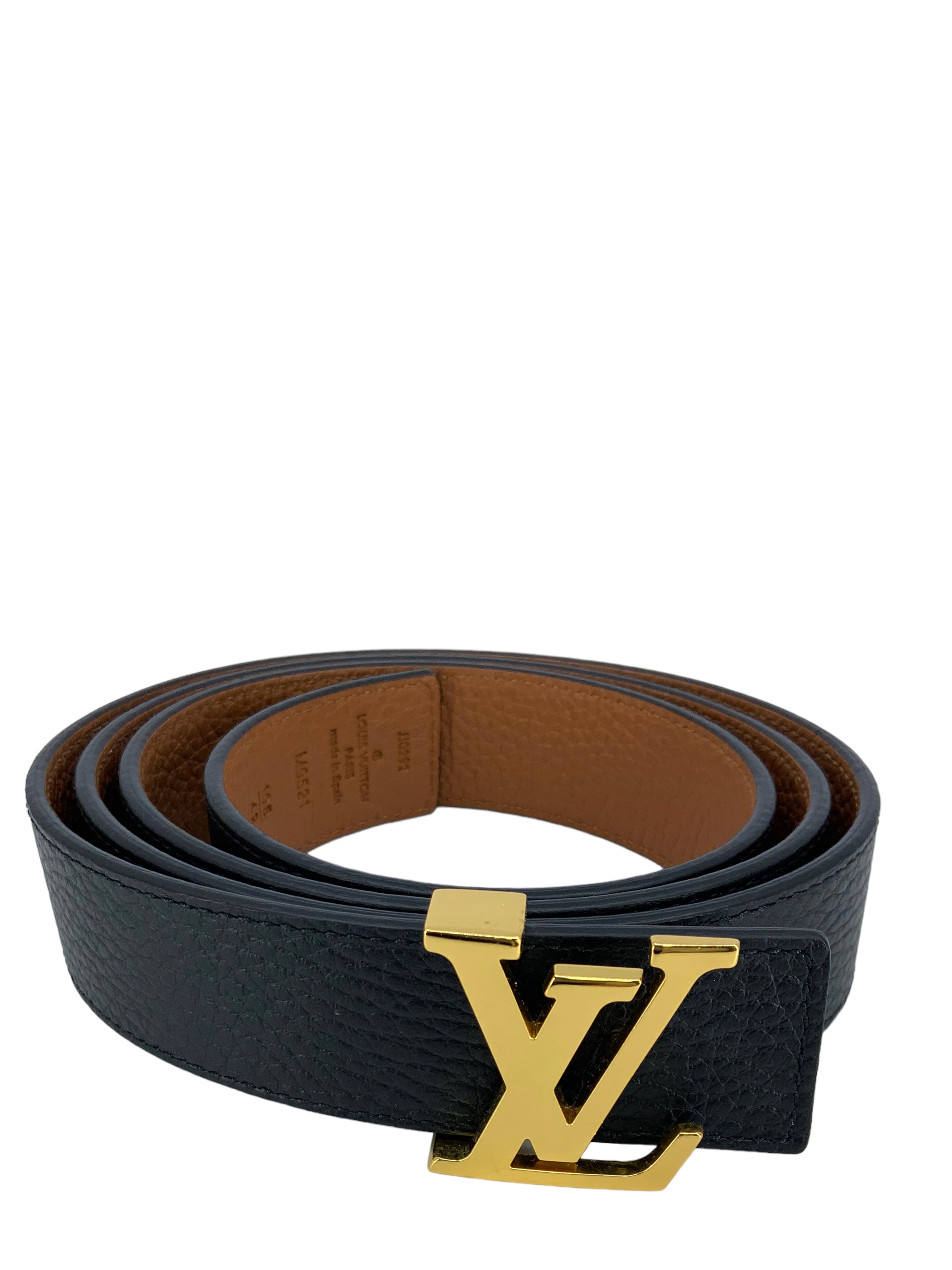 Authentic Louis Vuitton LV Initiales Reversible Leather Belt 105 - Black & Brown - Luxury Unisex Fashion Accessory for Casual & Formal Outfits