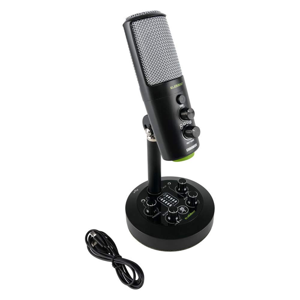 Mackie EleMent Series Chromium USB Condenser Microphone with Built-in Mixer, Mic Boom Arm Stand & Studio Headphones - Perfect for Podcasting, Streaming, Home Recording & Voice Overs