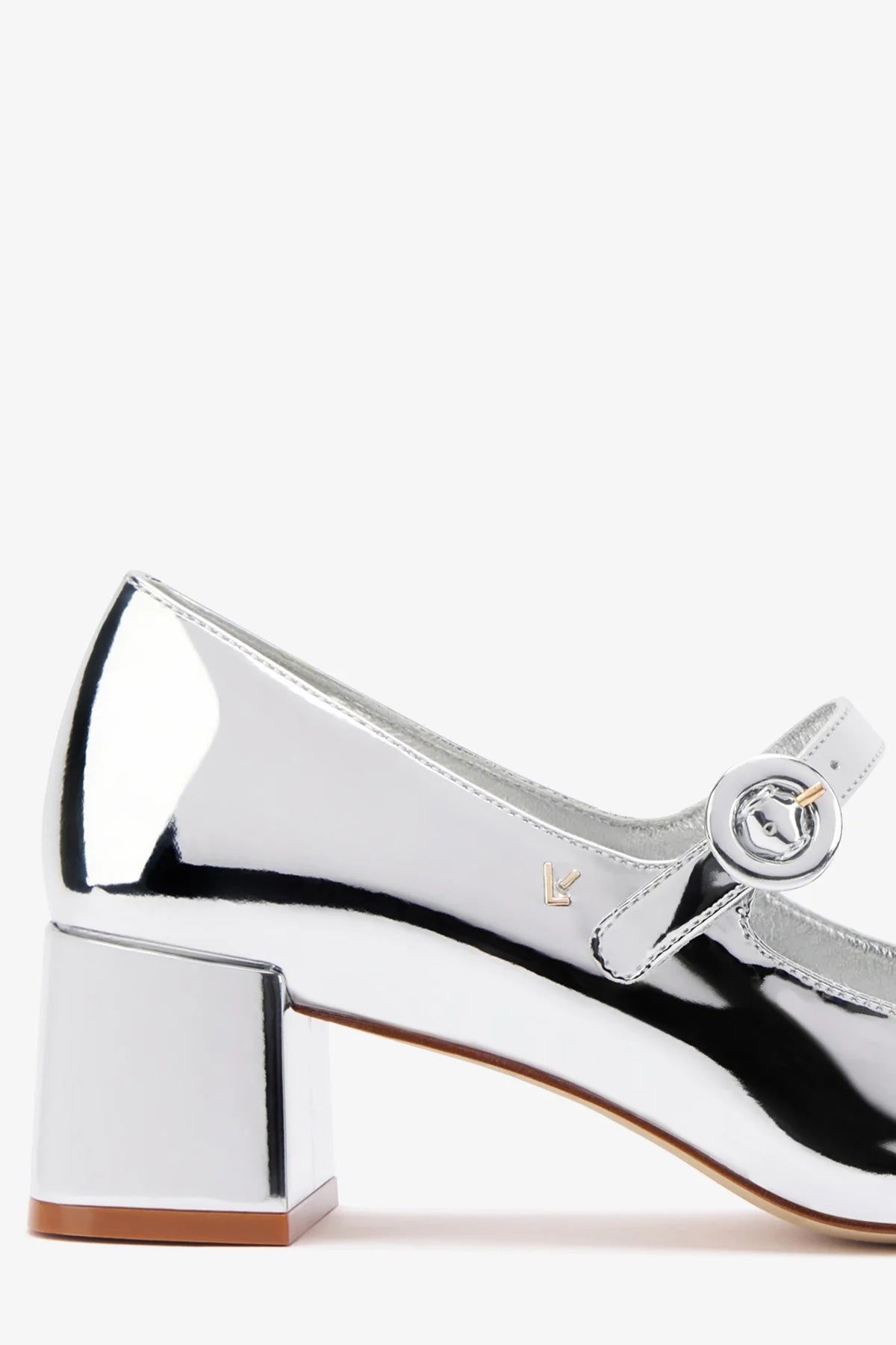 Blair Block Heel Pump Shoes for Women - Silver Specchio Mirror Finish - Elegant High Heels for Parties, Weddings & Evening Events