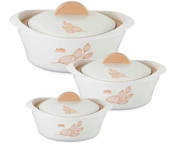 Premium Cello Maple 3-Piece Thermoware Casserole Set (500ml, 1000ml, 1500ml) - Microwave & Oven Safe Glass Food Storage Containers for Meal Prep, Leftovers & Baking