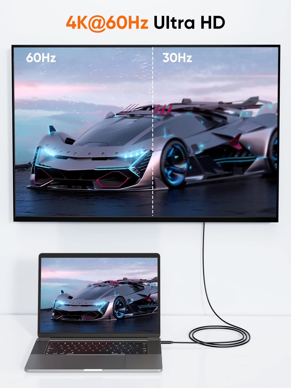 CableCreation USB C to HDMI Cable 16.5FT, 4K@60Hz HDR, USB Type C to HDMI Adapter for iPhone 16/15 Pro Max/Plus, MacBook Pro/Air, iPad Pro, Dell XPS, Samsung Galaxy S24, Steam Deck - Perfect for Home Theater, Gaming & Office Presentations