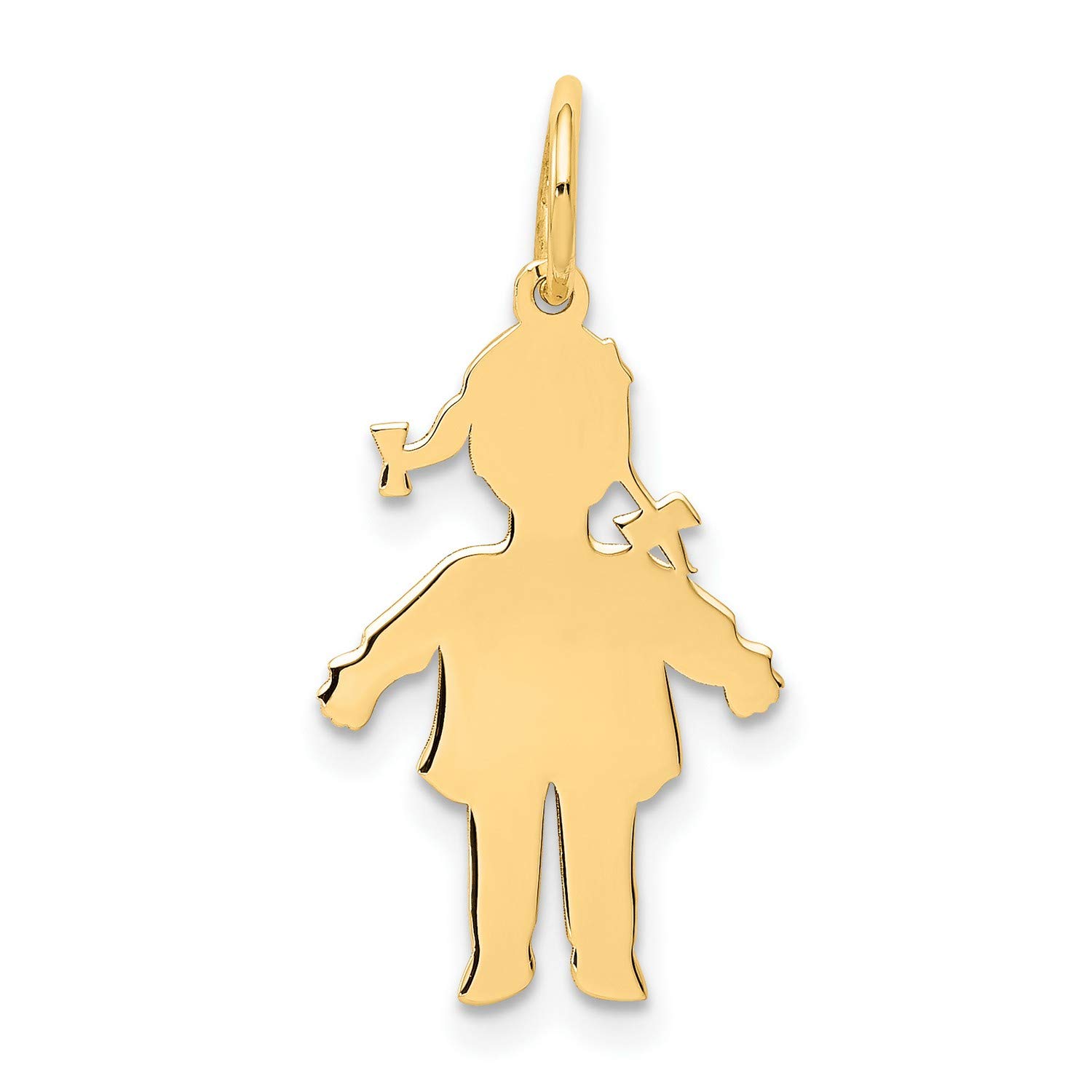 14K Yellow Gold Small Girl Charm Pendant - 20mm x 12mm Polished Finish for Necklace, Bracelet & Jewelry Making - Perfect for Gifts, Birthdays & Special Occasions