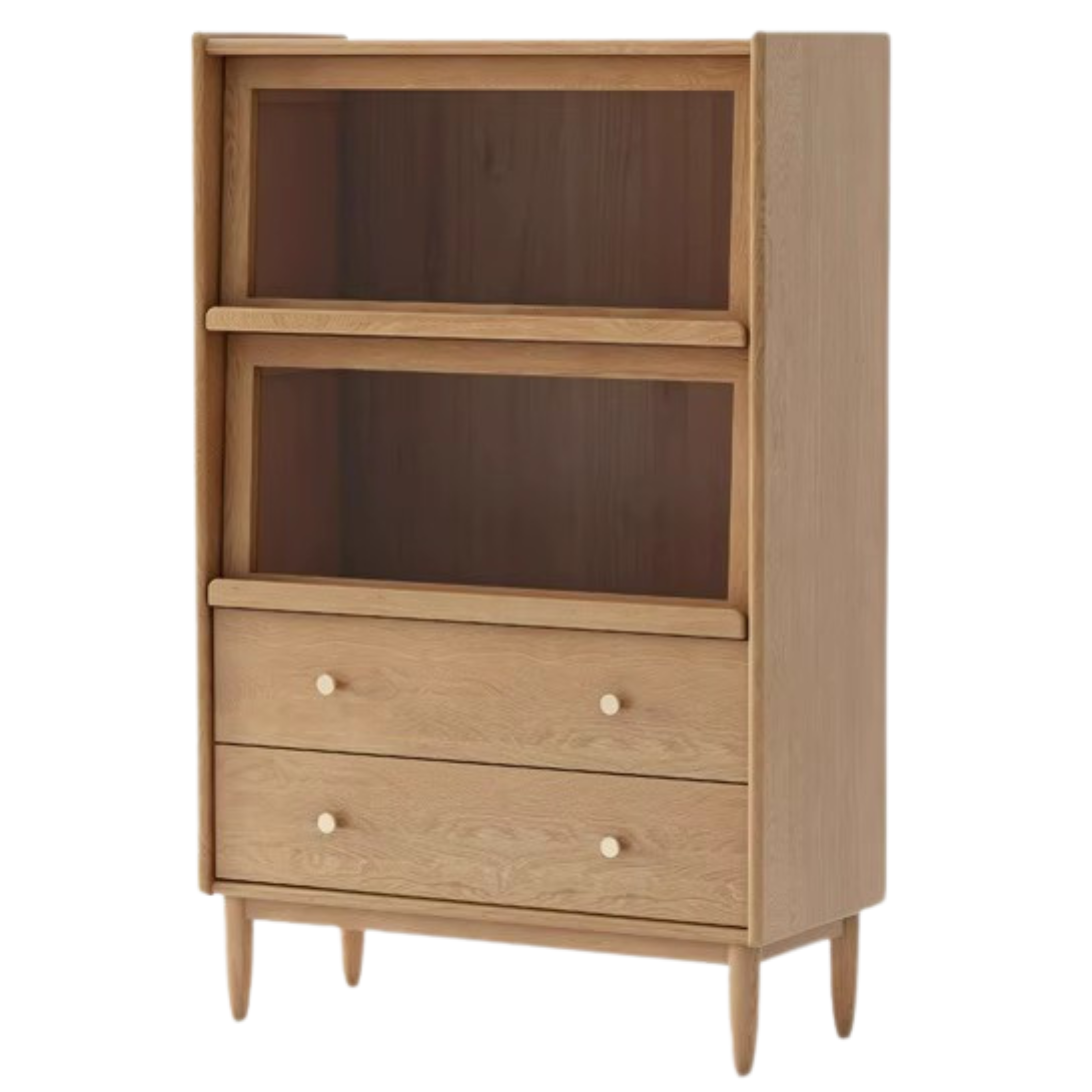 Solid Oak and Ash Wood Flip Door Side Cabinet with LED Lighting - Perfect for Living Room, Bedroom, or Office Storage and Display