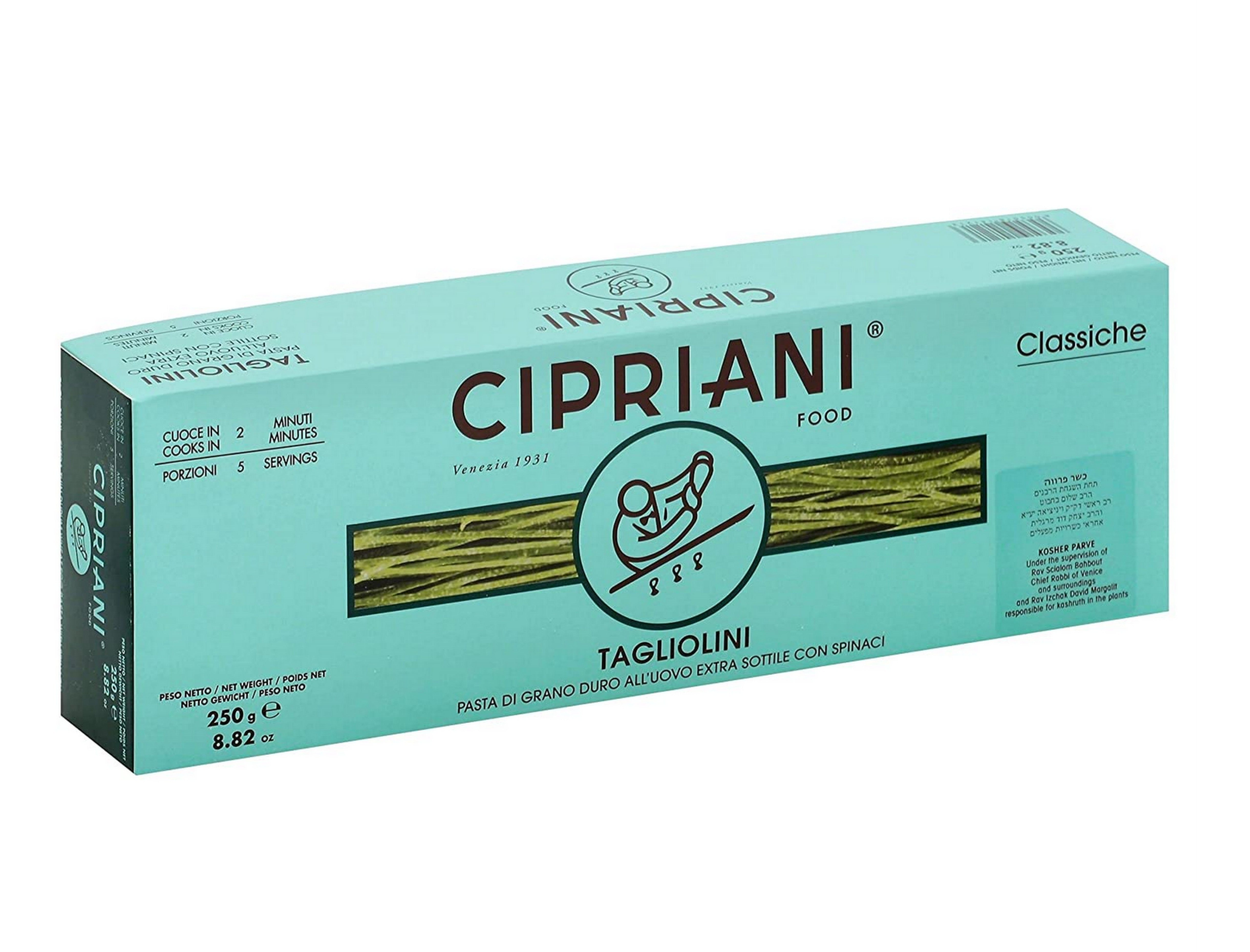 Cipriani Extra Thin Egg Tagliolini Pasta with Spinach - 8.82 oz (4 Pack) | Authentic Italian Pasta for Gourmet Meals, Dinner Parties & Quick Meals