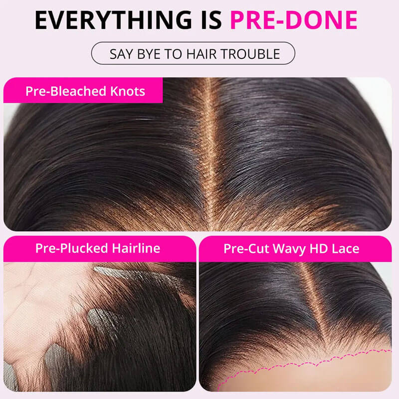 Eullair Wear and Go Glueless Wigs - 9x6 Lace Front Human Hair Wig with Bleached Knots & Pre-Plucked Hairline | Curly No Glue Lace Wig for Daily Wear, Parties & Special Occasions