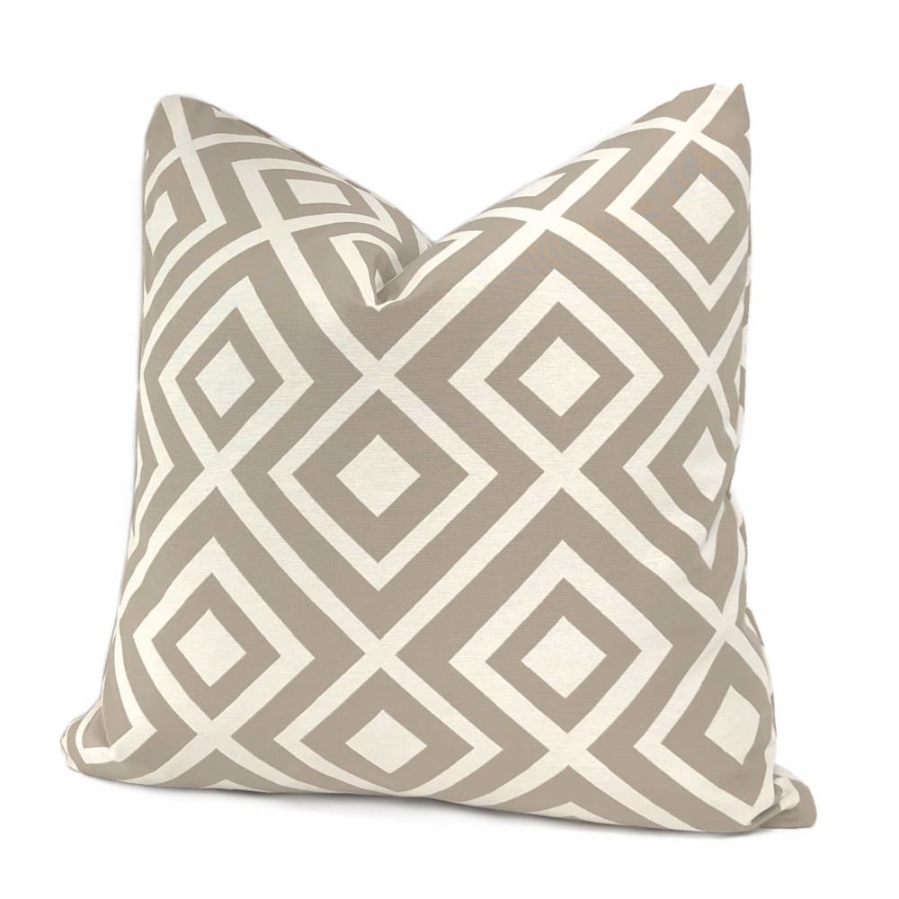 Fenwick Taupe Brown Cream Geometric Lattice Pillow Cover - Decorative Throw Pillow Case for Sofa, Bed, Couch - Home Decor Accent for Living Room, Bedroom