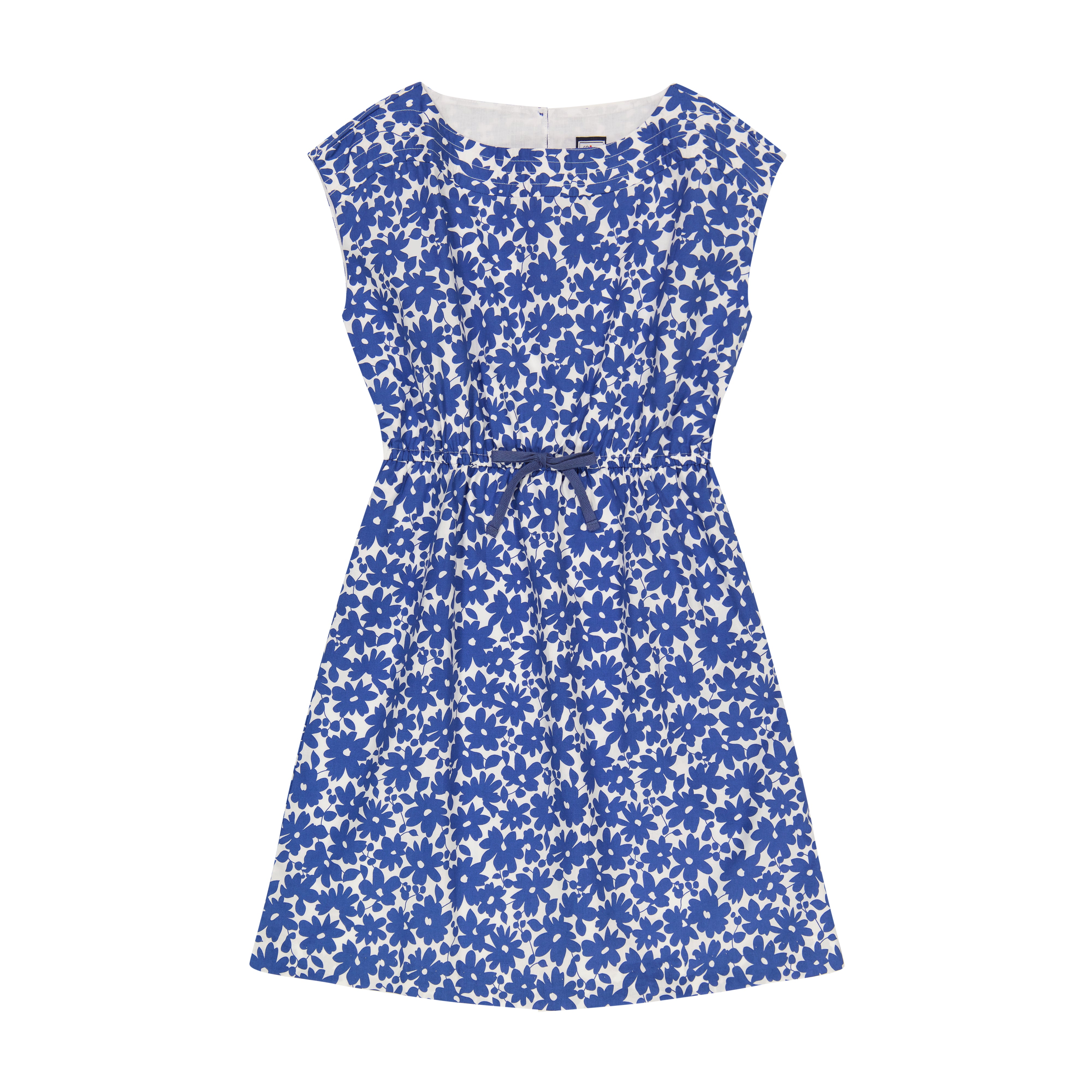 Izzy Drawstring Dress Blue Poppy - Flowy Summer Midi Dress for Women, Perfect for Beach, Vacation & Casual Outings