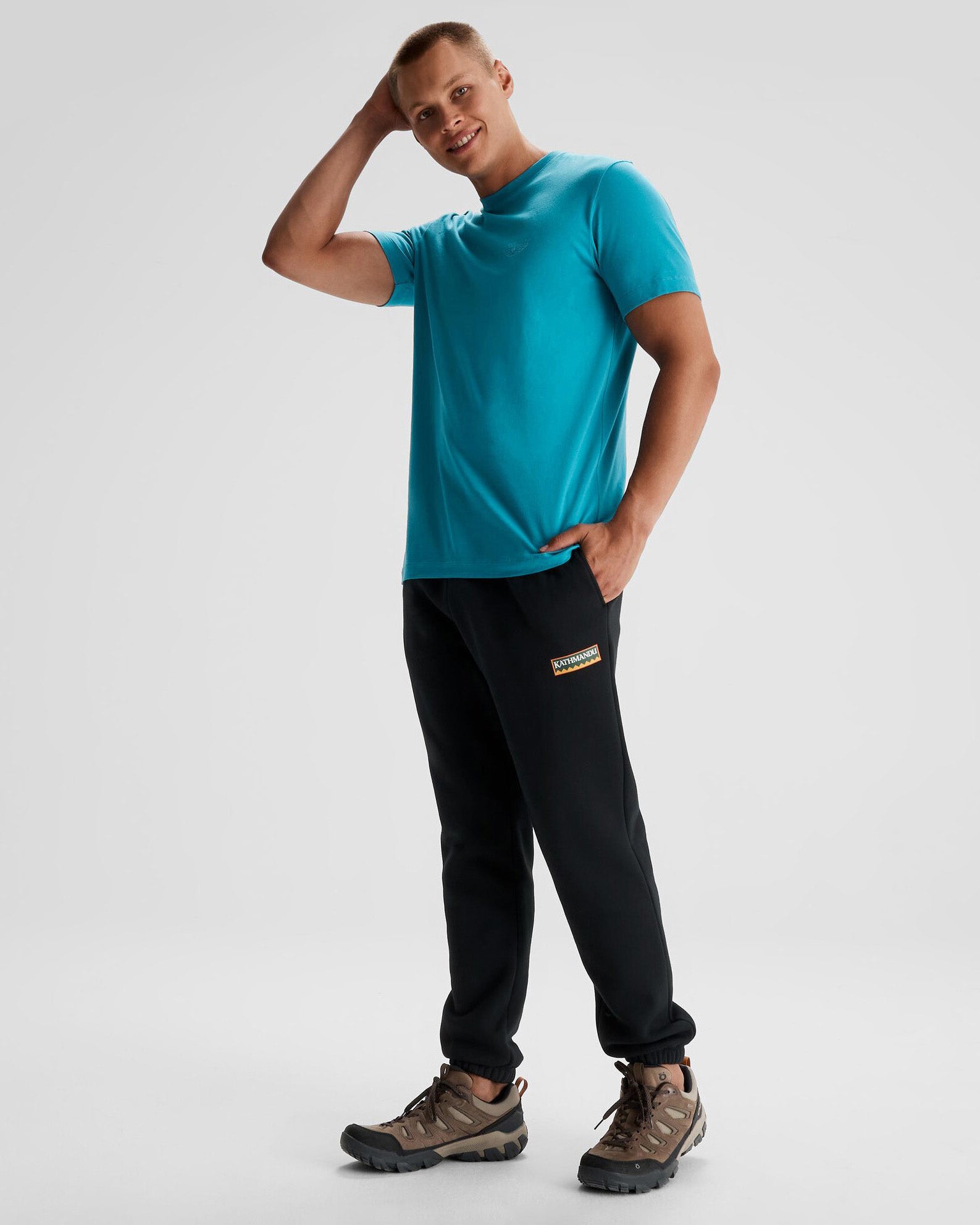 Men's Kathmandu Heritage Logo Slouchy Joggers - Comfortable Casual Sweatpants for Lounge & Travel - Black