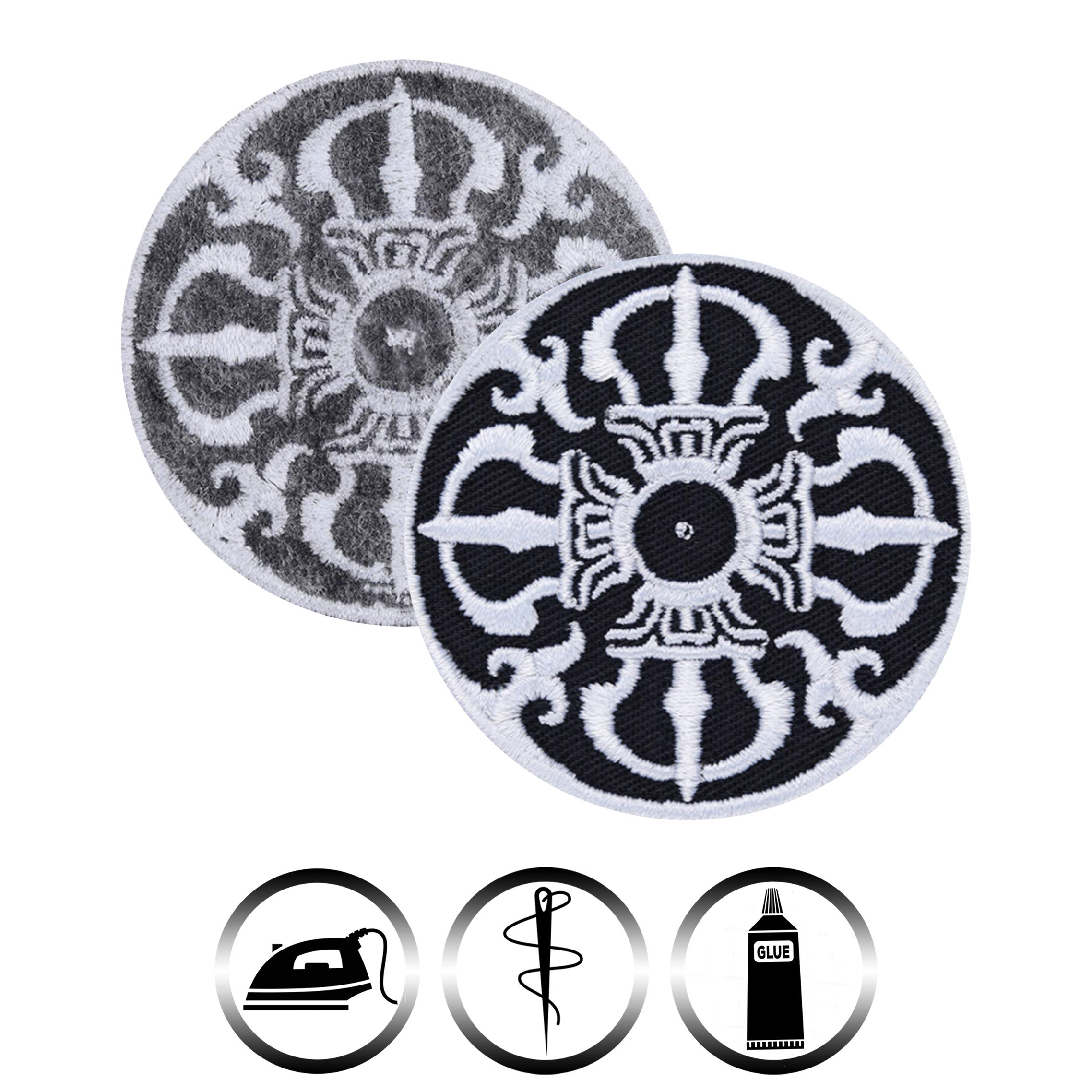 Mandala Embroidered Iron On Patches for Bikers & Spiritual Enthusiasts | Sew On or Iron On Applique for Jackets, Jeans, Bags | Hindu & Buddhist Cultural Art Design (2.16x2.16 Inch) - Perfect for Motorcycle Gear, Denim Jackets & Spiritual Decor