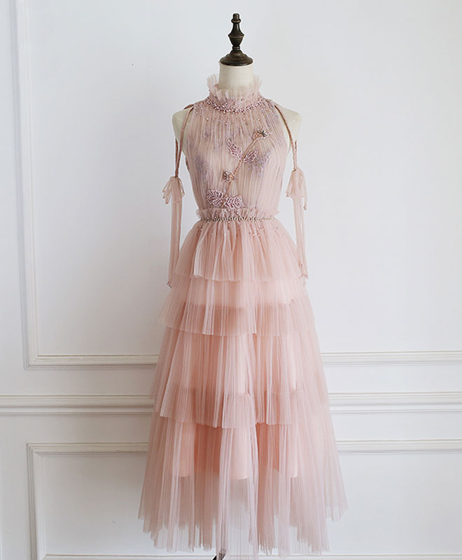 Elegant Pink Tulle Lace Prom Dress & Homecoming Gown - Perfect for Formal Dances, Graduation Parties & Special Occasions