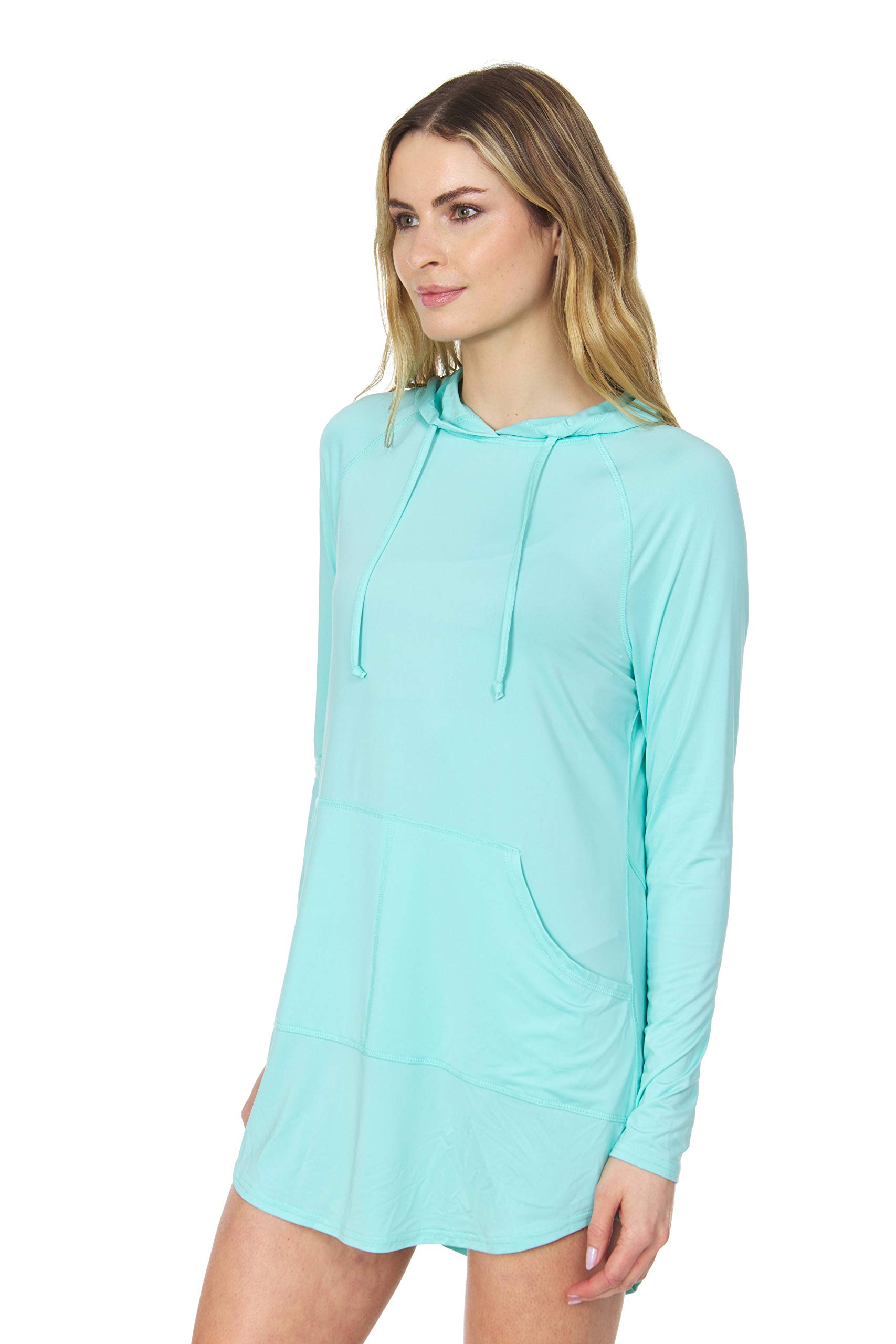 Swiss Alps Women's UPF 40+ Sun Protection Hooded Swim Cover-Up Dress - Moisture Wicking Quick Dry Beachwear for Pool, Vacation & Summer Outings