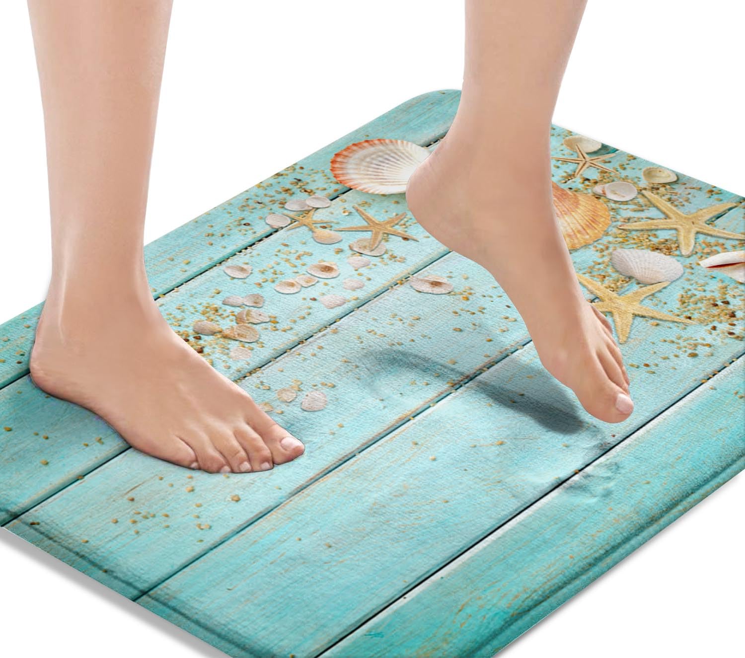 Britimes Beach Seashell Bathroom Rug Set of 3 - Non-Slip Washable Bath Mats for Kitchen, Bathroom & Bedroom - Coastal Decor Floor Mats for Summer Home Decor