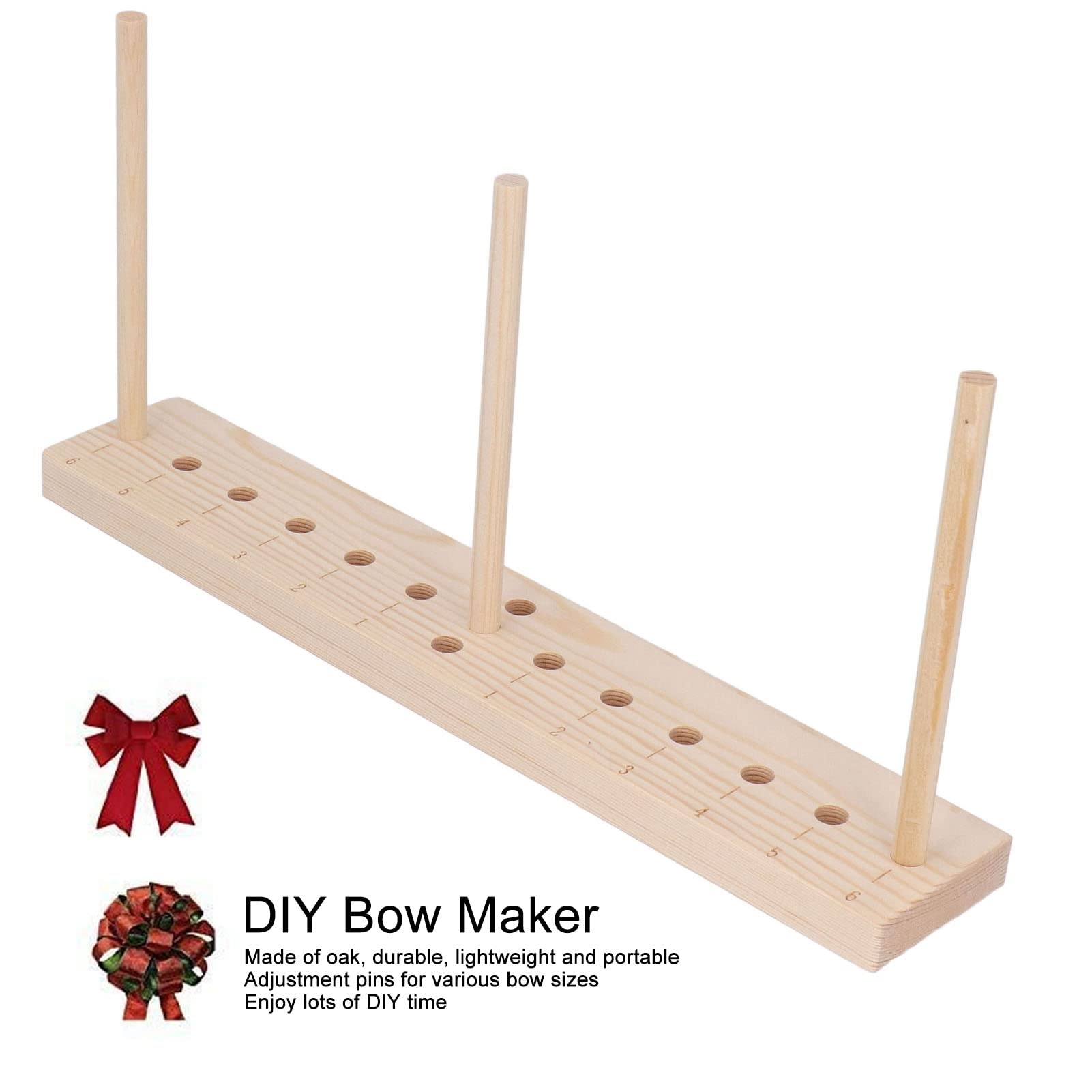 Wooden Wreath Bow Maker Tool - DIY Gift Bows & Ribbon Crafting Kit with 3 Long Sticks for Christmas Decorations, Corsages, Party Favors | Perfect for Holiday Wrapping, Wedding Decor, and Home Craft Projects