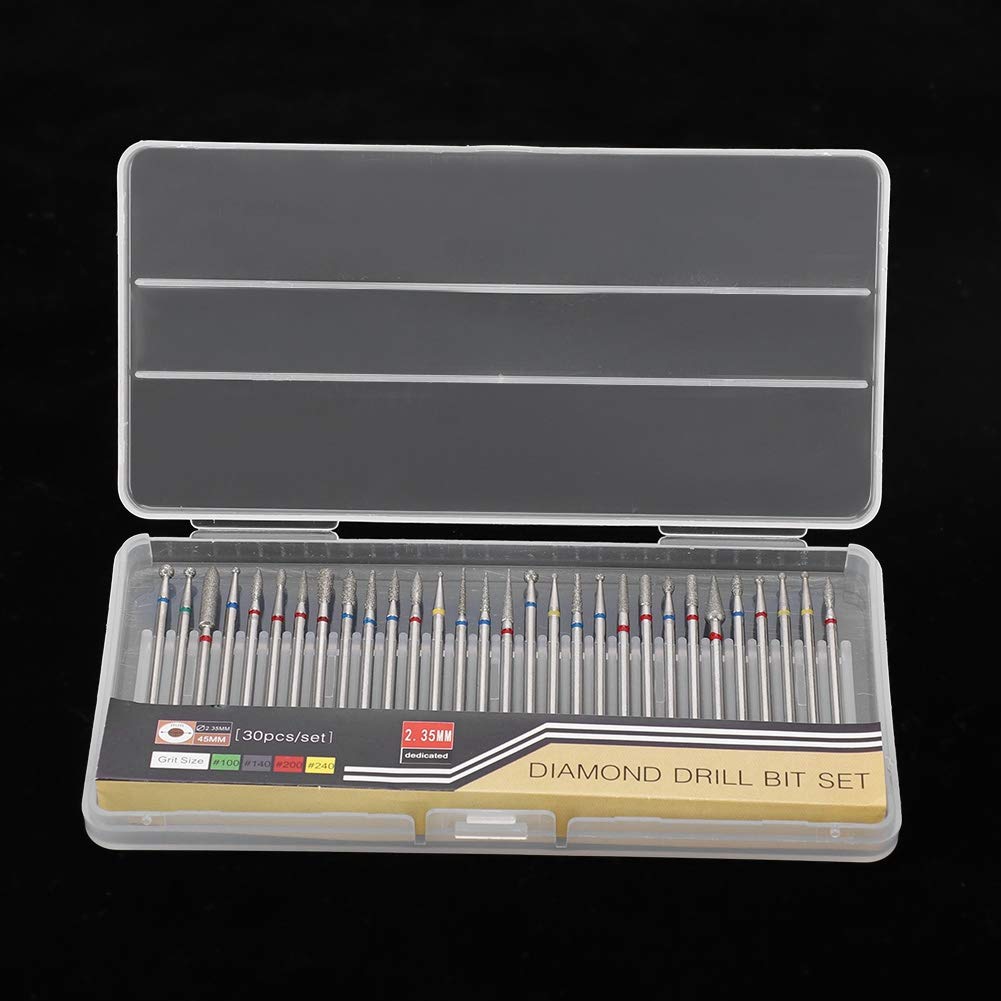 30Pcs Professional Nail Drill Bit Set - Diamond Grinding & Polish Heads for Manicure, Pedicure & Nail Art - Compatible with Most Nail Drill Machines - Perfect for Salon, Home Use & DIY Nail Care