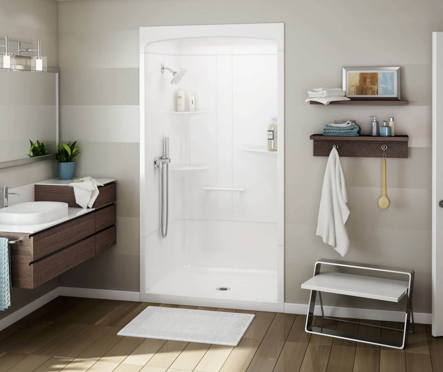 ALLIA SHR 4834 3-Piece Acrylic Alcove Shower Kit - Durable & Easy to Install for Bathroom Remodeling - Perfect for Home Renovation & Modern Bathroom Upgrades