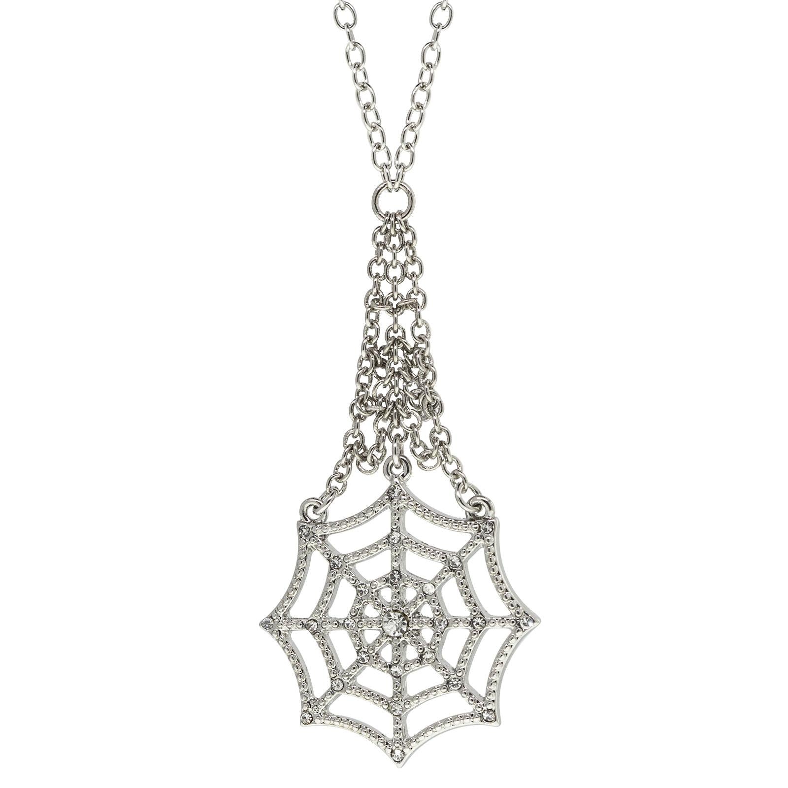 1928 Jewelry Chain Spider Web Drop Necklace - Gothic Halloween Jewelry for Women, 22 Inch Length - Perfect for Costume Parties, Cosplay, and Dark Fashion Accessories