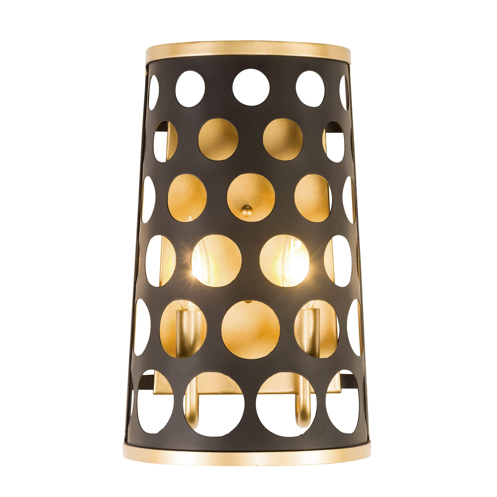 Bailey 2-Liter Wall Sconce in Matte Black & French Gold - Elegant Lighting for Bedroom, Hallway, and Living Room Décor