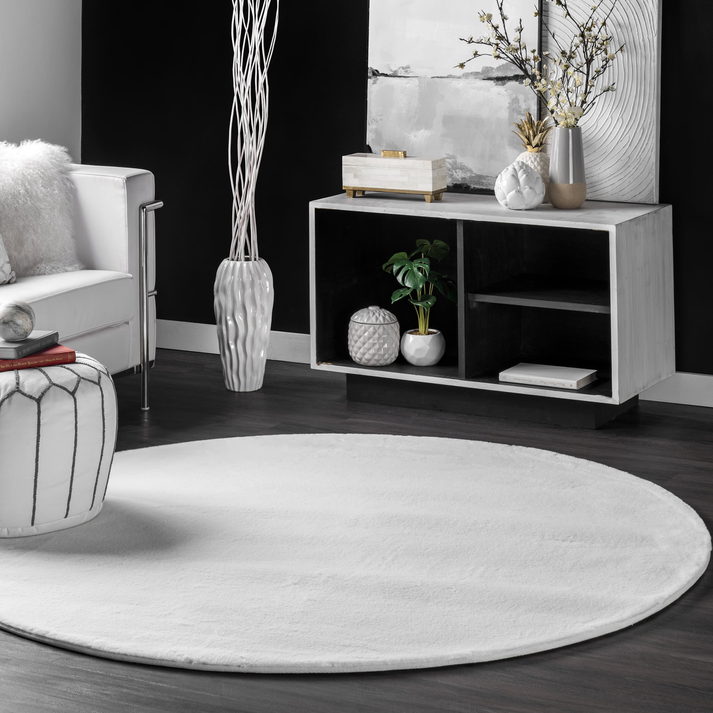 Luxury Faux Rabbit Shag Rug - Soft Fluffy White Shaggy Carpet for Living Room, Bedroom, Nursery - Cozy Home Decor & Plush Floor Mat for Kids Play Area