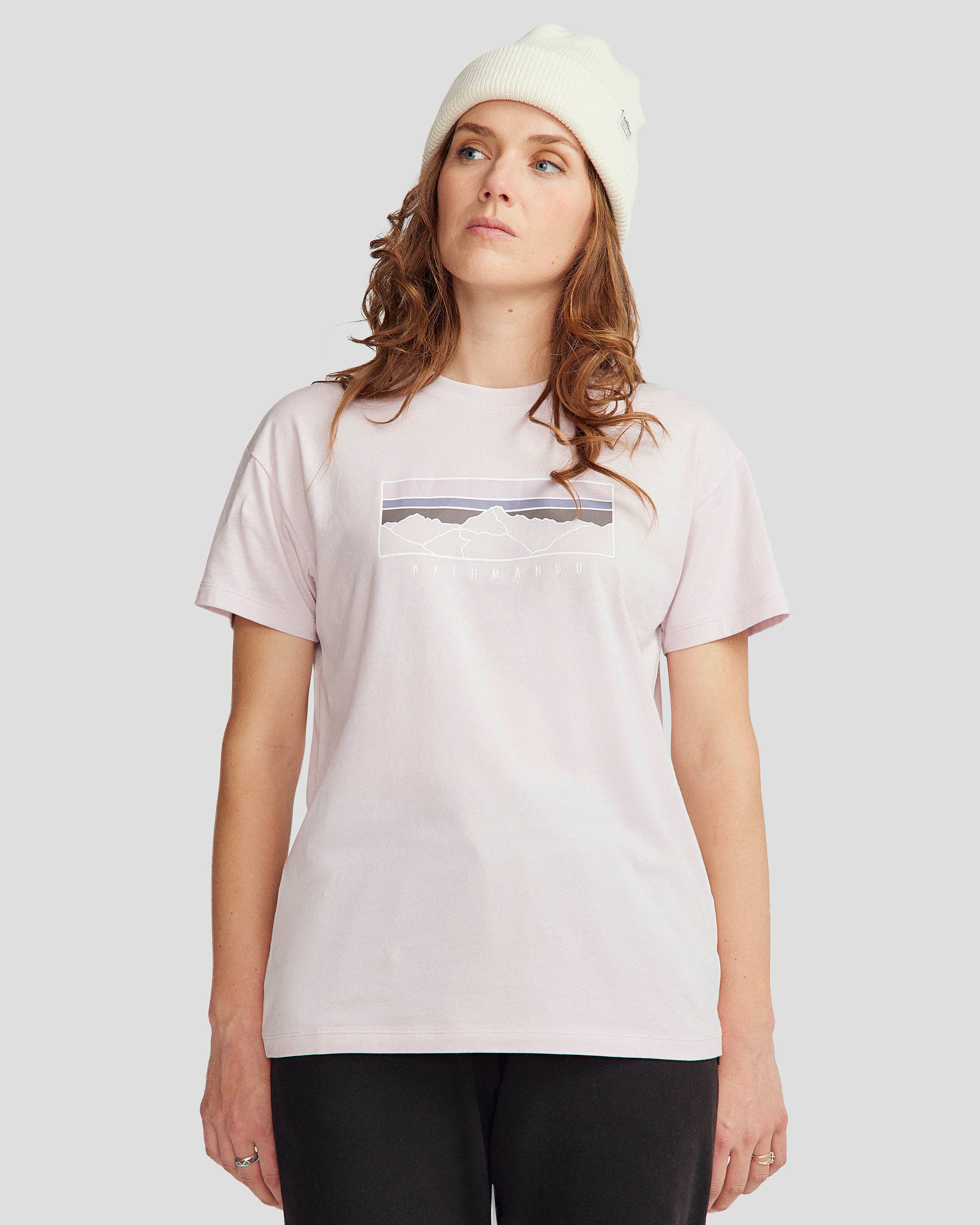 Women's Mountain Sunset Organic Cotton T-Shirt - Stardust Print | Eco-Friendly Casual Tee for Hiking, Travel & Everyday Wear