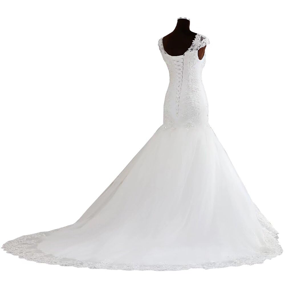 Elegant Plus Size Mermaid Wedding Dress with Sheer Neck, Cap Sleeves, Sequins & Lace - 2025 Bridal Gown for Beach, Church, and Formal Ceremonies