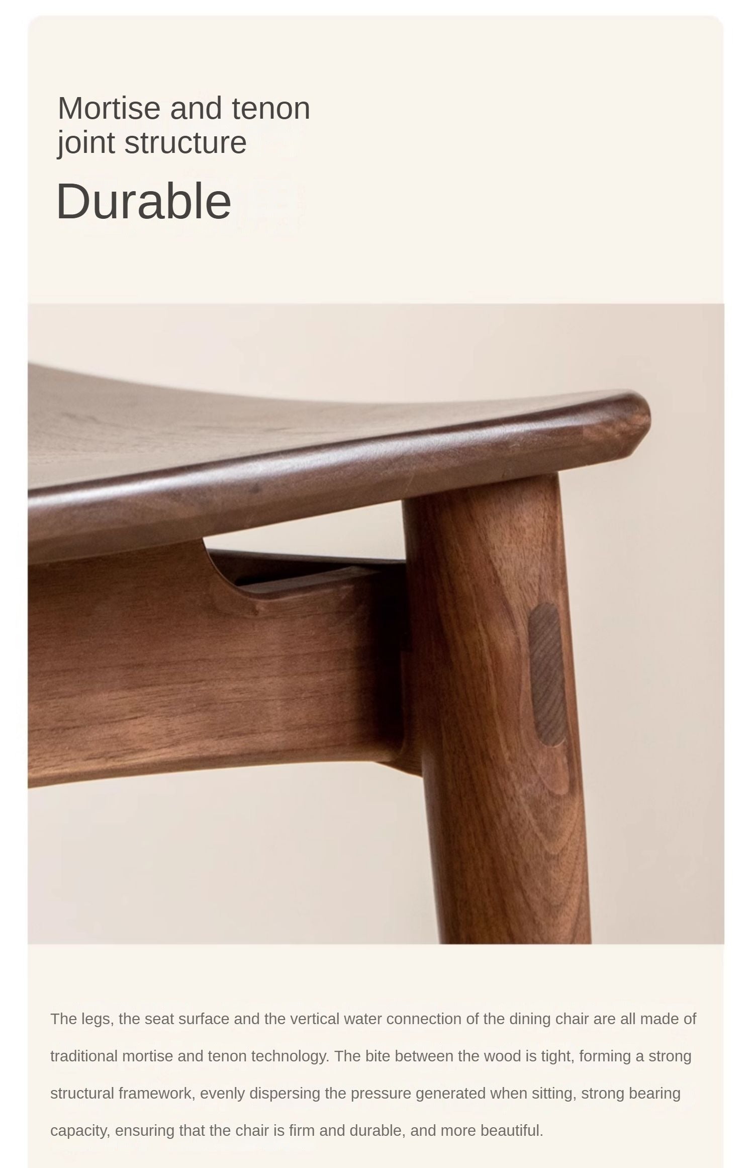 Premium Black Walnut & Ash Solid Wood Modern Dining Chairs Set of 4 - Elegant Backrest Design for Dining Room, Kitchen, or Office