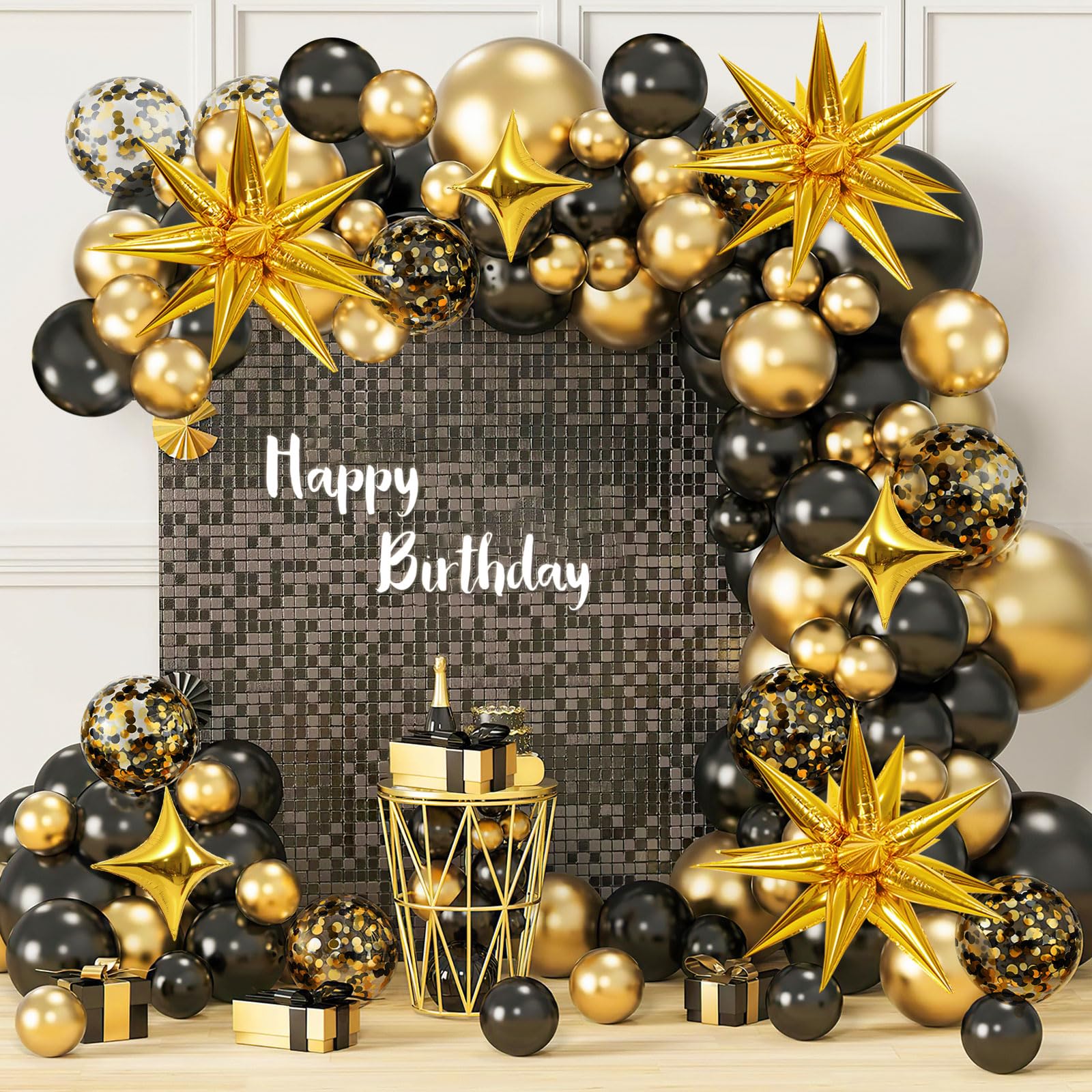 AivaToba 126Pcs Black and Gold Balloon Arch Kit - Premium Party Balloons for Birthday, Graduation, New Year Decorations | Perfect for Wedding Backdrops, Baby Showers & Anniversary Celebrations