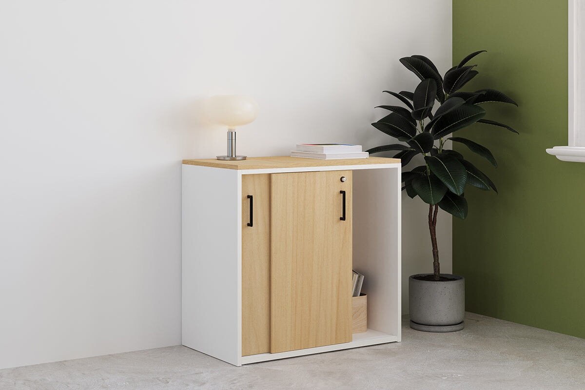 Modern 800W x 750H x 450D Sliding Door Credenza Cabinet - Stylish Storage Solution for Living Room, Bedroom or Office Organization