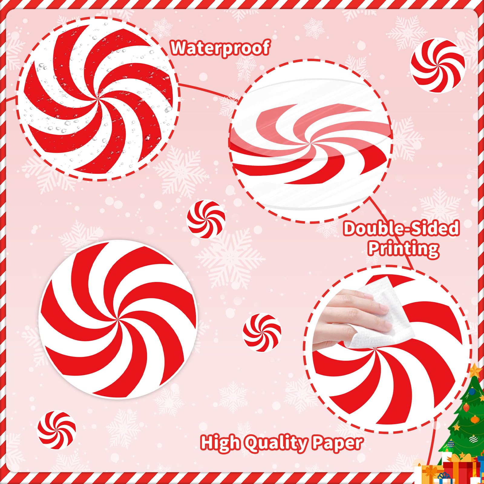 21 Pcs Peppermint Candy Cutouts - Christmas Decor for Classroom & Home Parties