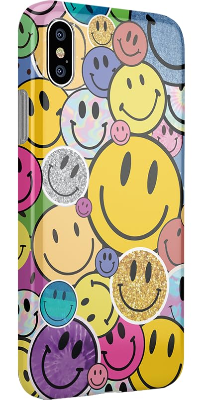 Casely iPhone Xs Max Case with Smiley Face Stickers - Cute Protective Cover for iPhone Xs Max - Perfect for Everyday Use, School, or Work