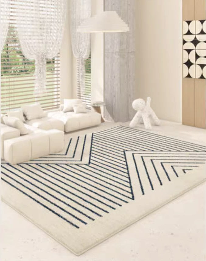 Modern Area Rugs for Living Room & Dining Room - Non-Slip Bohemian Striped Runner Rugs for Bedside & Bathroom - Soft Contemporary Home Decor for Cozy Spaces