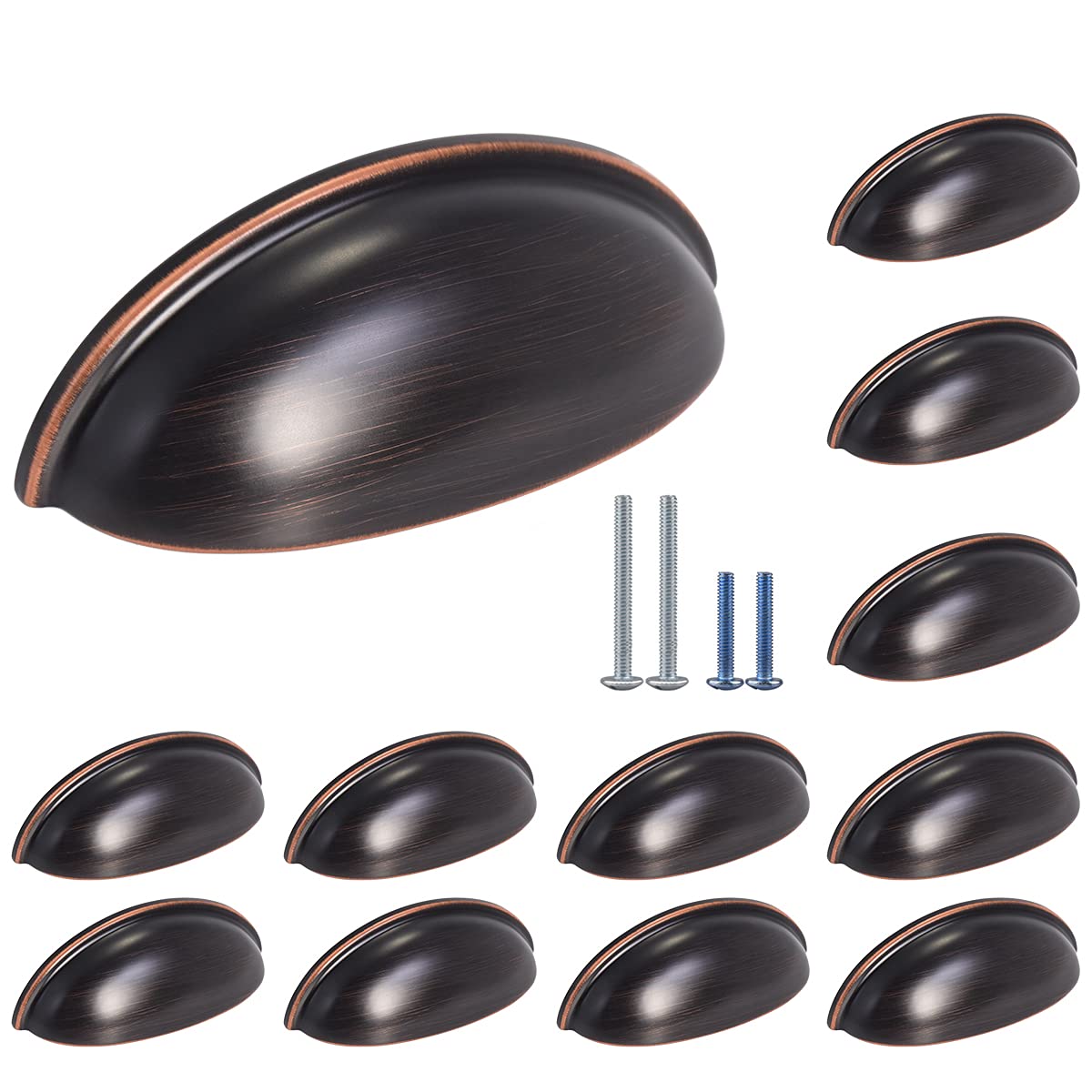 HOMETEK 12 Pack Oil Rubbed Bronze Cabinet Handles - 3 Inch Hole Center Drawer Pulls for Dressers, Kitchen Cabinets & Furniture Hardware | Perfect for Home Renovation & DIY Projects