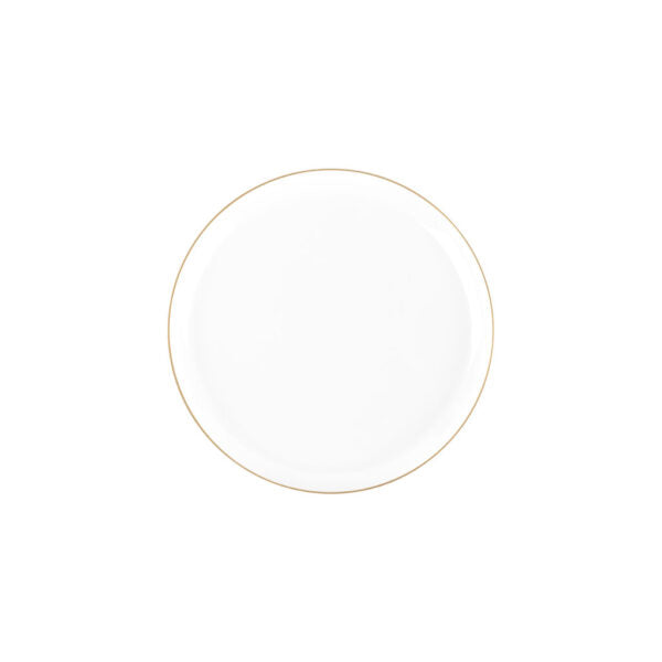 Luxury White and Gold Round Plastic Plates - 10 Pack Elegant Dinnerware Set for Weddings, Parties, and Special Occasions