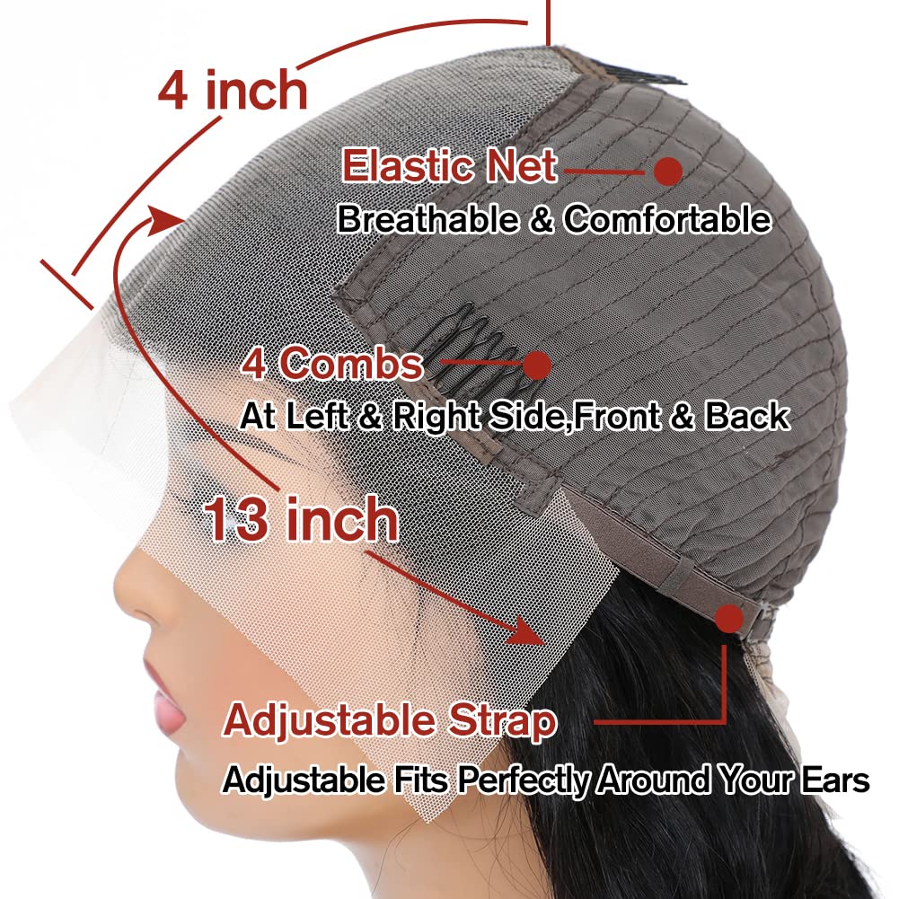 13x4 Lace Front Wigs Human Hair - Pre Plucked Body Wave with Baby Hair | 100% Brazilian Virgin Hair Wigs for Black Women | 150% Density Natural Color (24 Inch) | Perfect for Daily Wear, Cosplay & Special Occasions