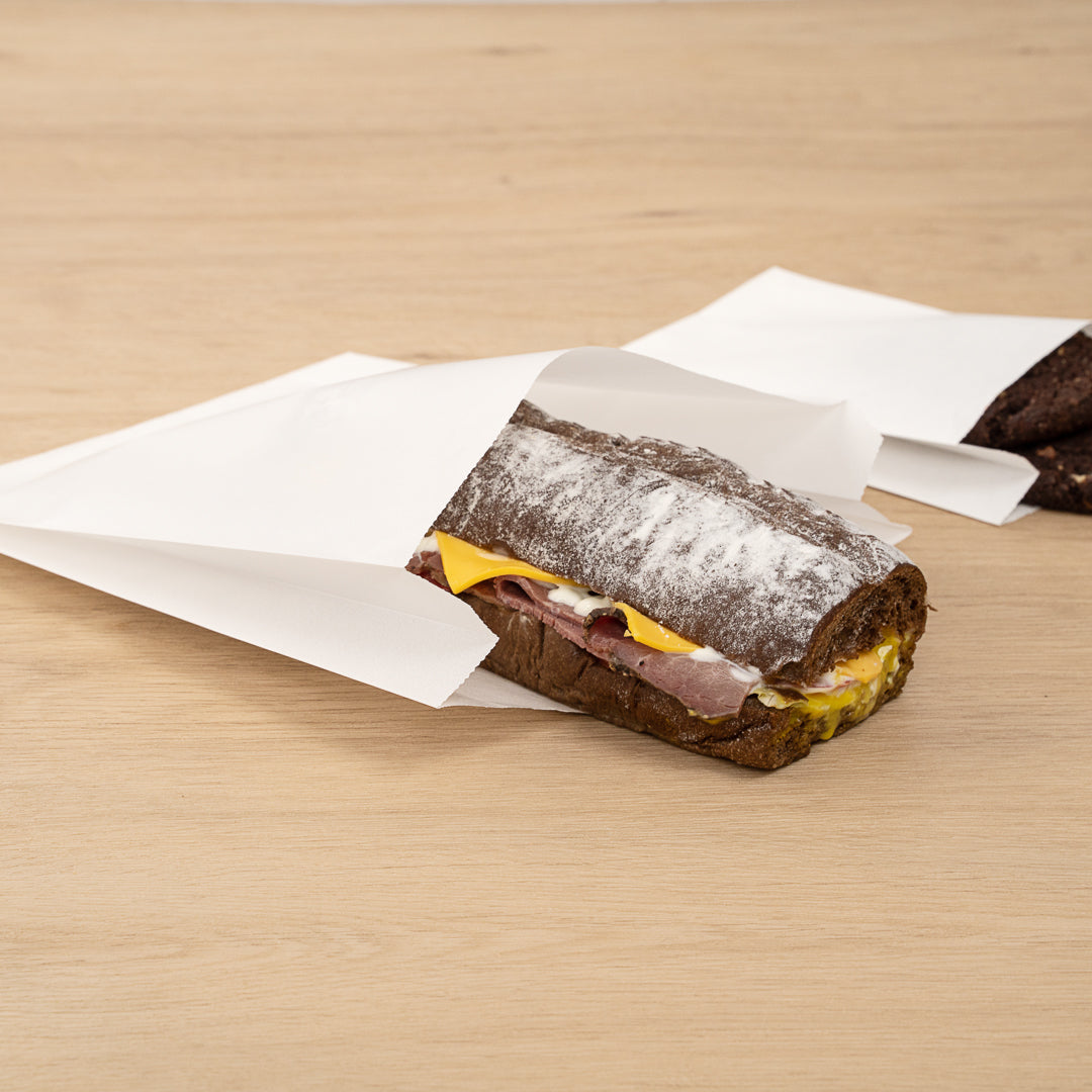 Eco-Friendly White Paper Sandwich & Snack Bags - Silicone Coated, 7